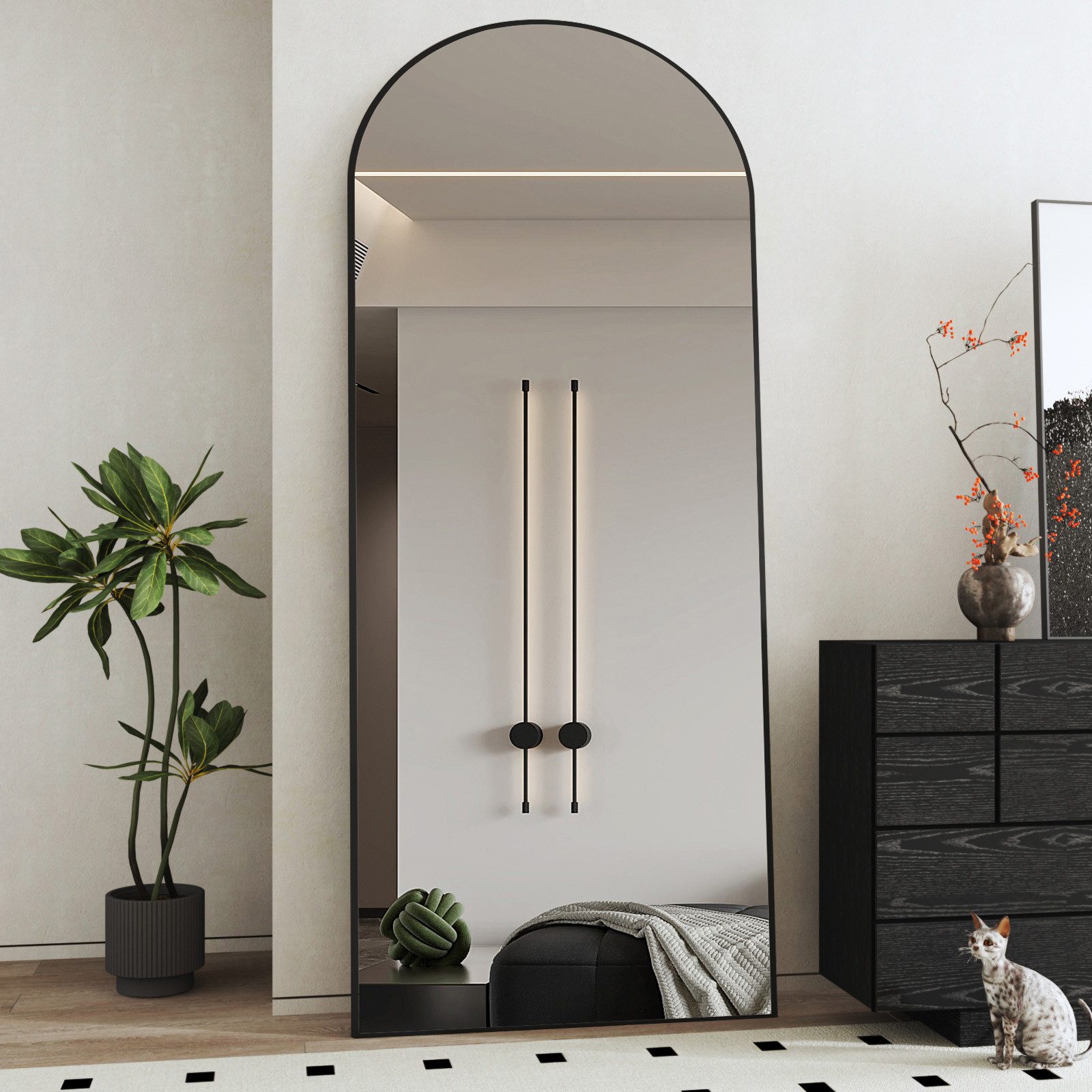 Boromal Ganzkörperspiegel 180x80 Spiegel groß Wandspiegel Schwarz mit Metal günstig online kaufen