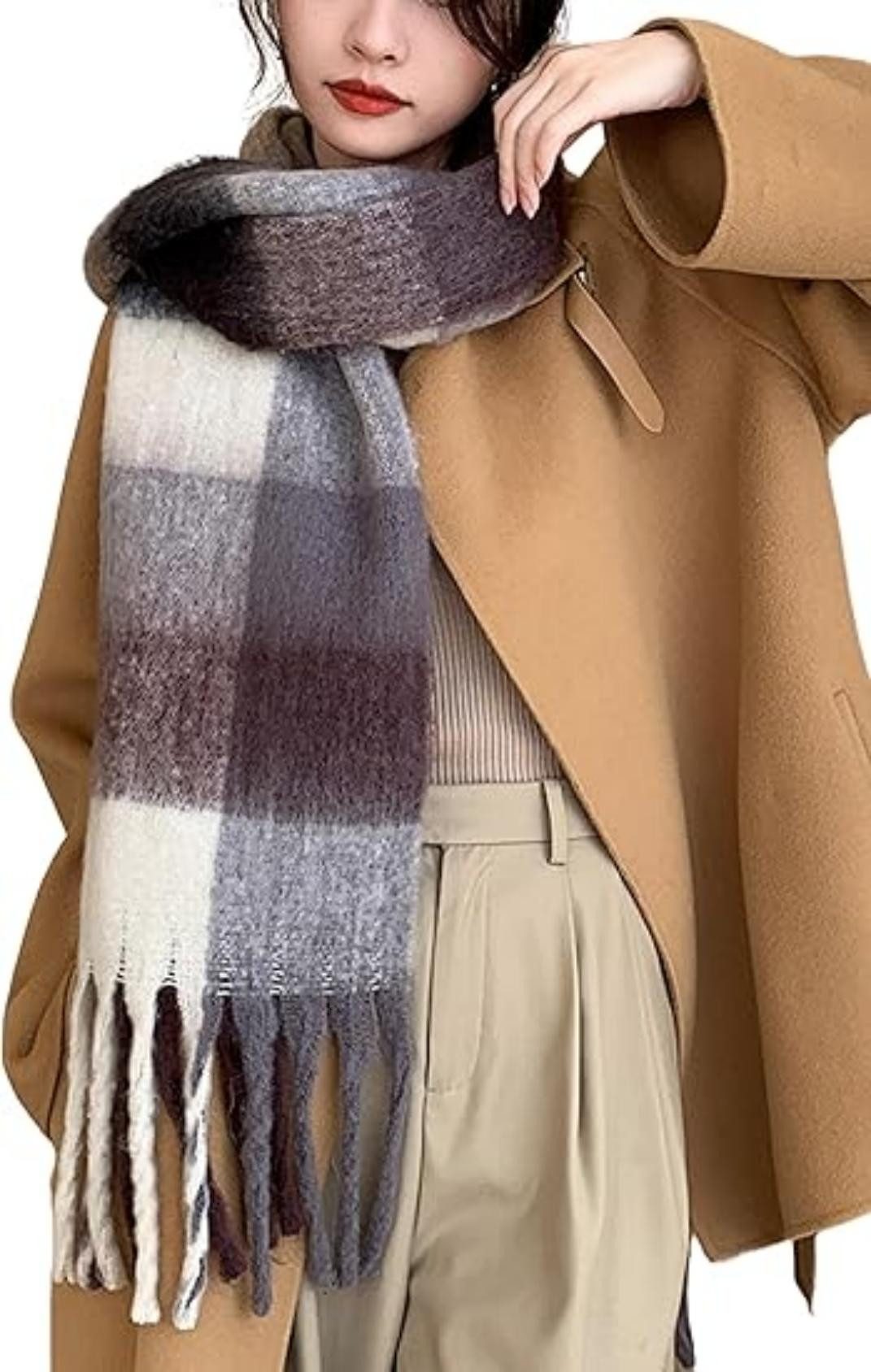 Coonoor Wollschal Damen Schal,kuschelweich Karo,Winter Schal günstig online kaufen