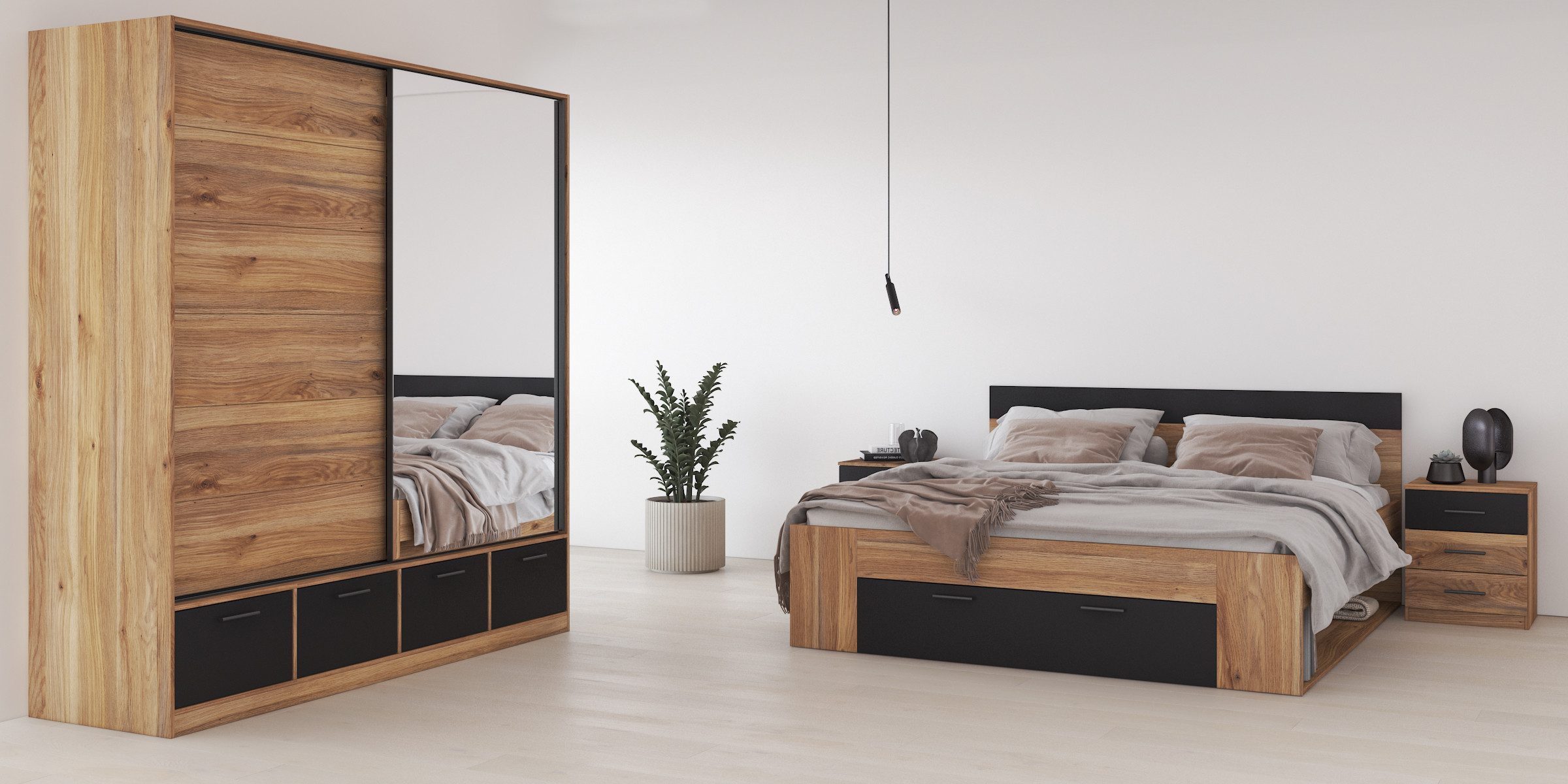 99rooms Schlafzimmer-Set Era, (Set (4-St), Komplett Schlafzimmer), mit viel Stauraum, mit Schubkasten, ohne Matratze & Lattenrost