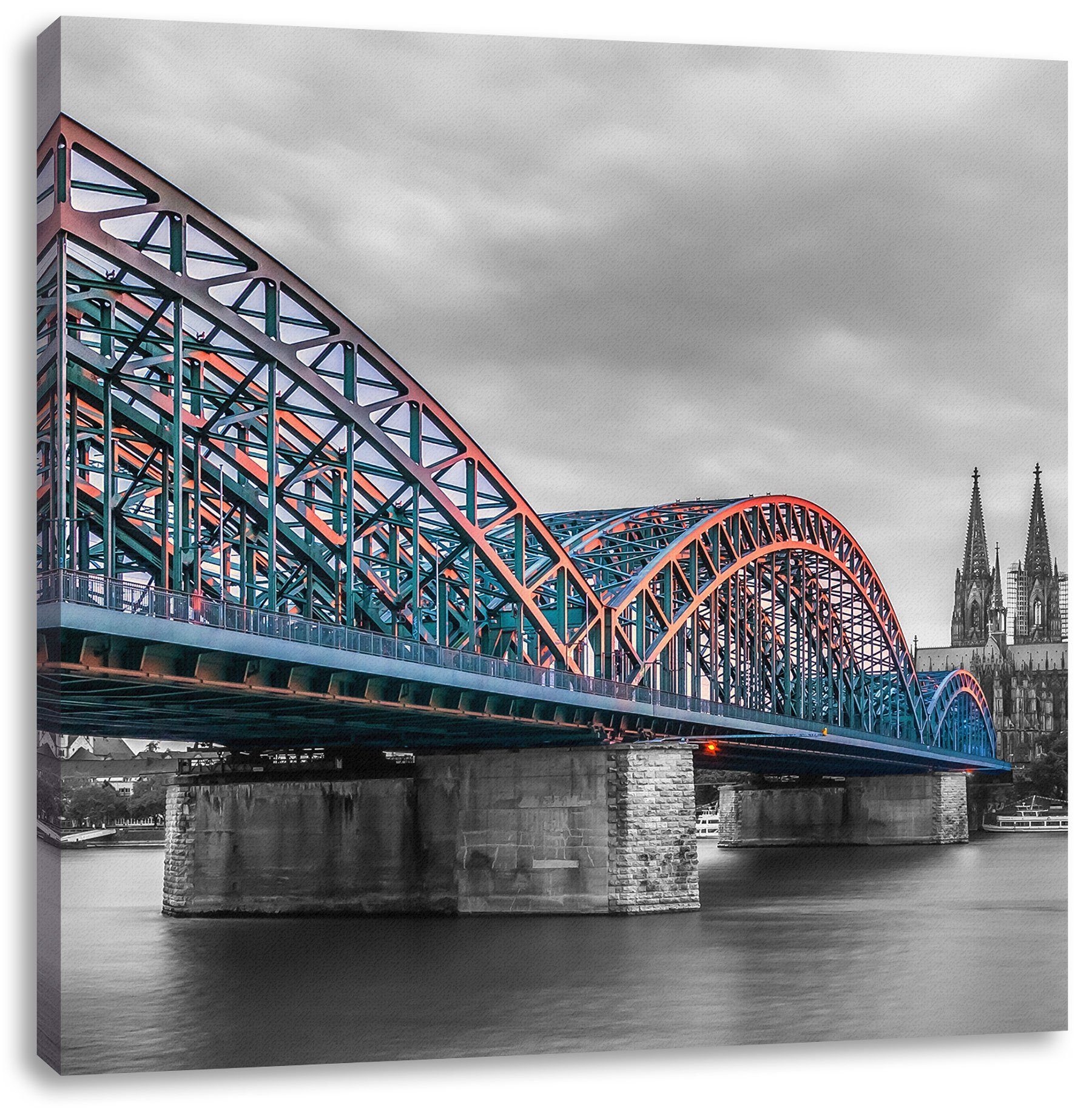 Pixxprint Leinwandbild Brücke Kölner Dom, Brücke Kölner Dom (1 St), Leinwandbild fertig bespannt, inkl. Zackenaufhänger