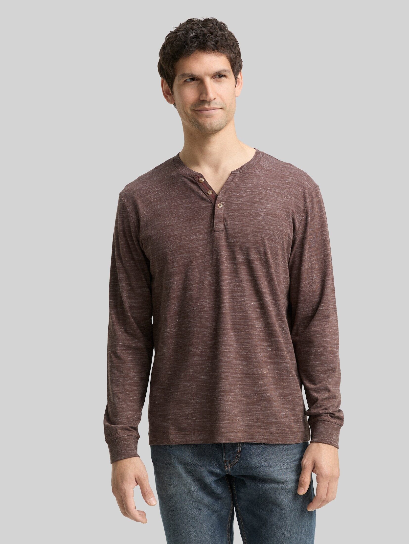 TOM TAILOR Langarmshirt T-Shirt Serafino Langarmshirt