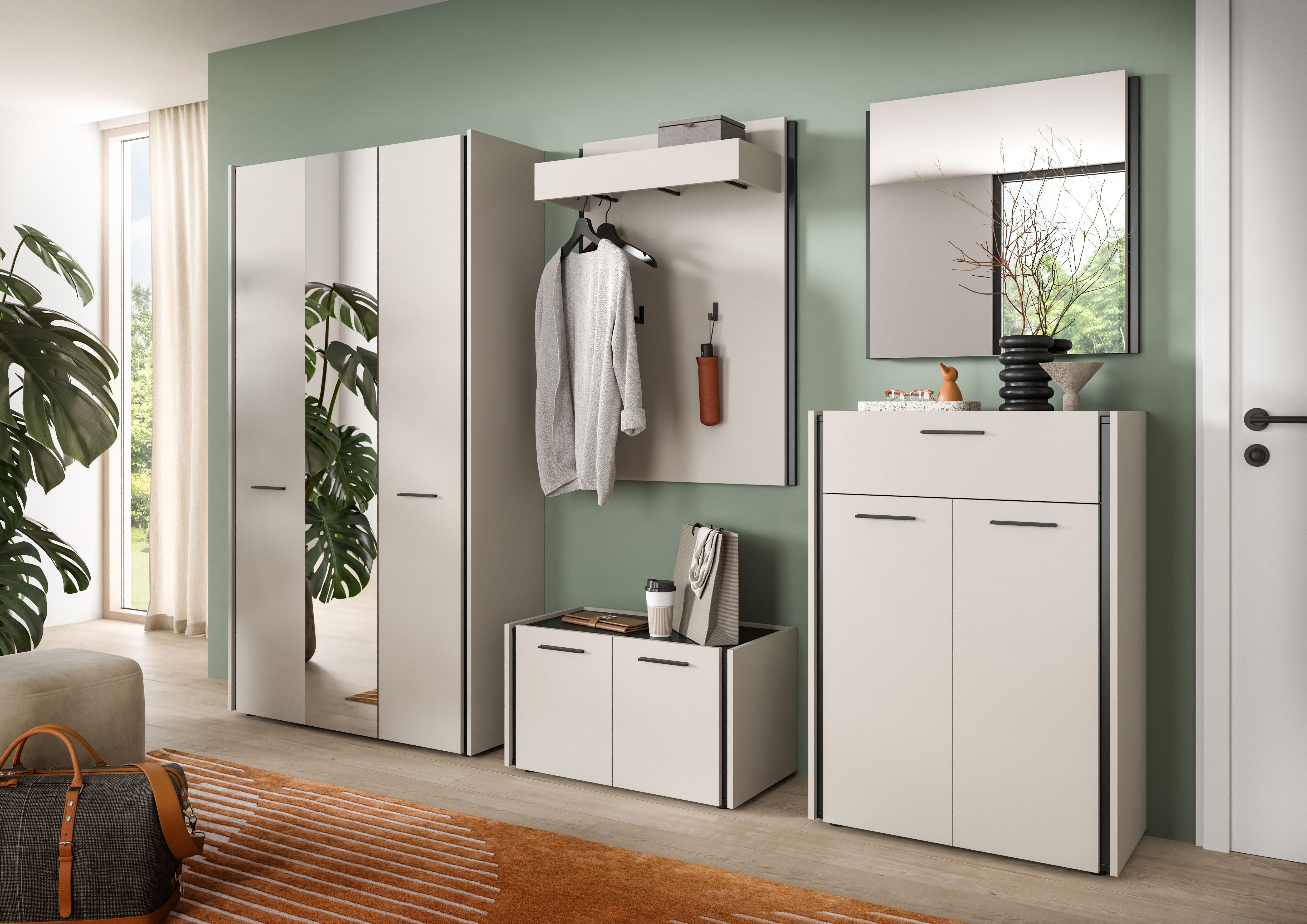 Home affaire Schuhkommode RAK, Breite 75 cm, viel Stauraum, 2 Türen, 5 Fächer, 1 Schubkasten (bietet Platz für ca. 25 Schuhe), Kommode, Schuhschrank, Garderobenschrank, Schrank, Flurschrank