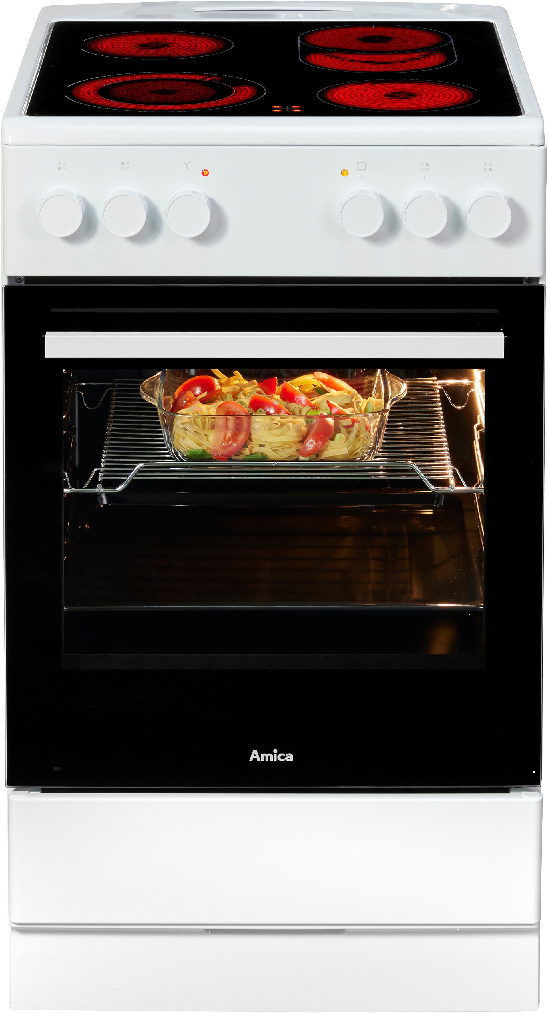 Amica Elektro-Standherd SHC 903 021 W, mit Teleskopauszug nachrüstbar, Steam Clean