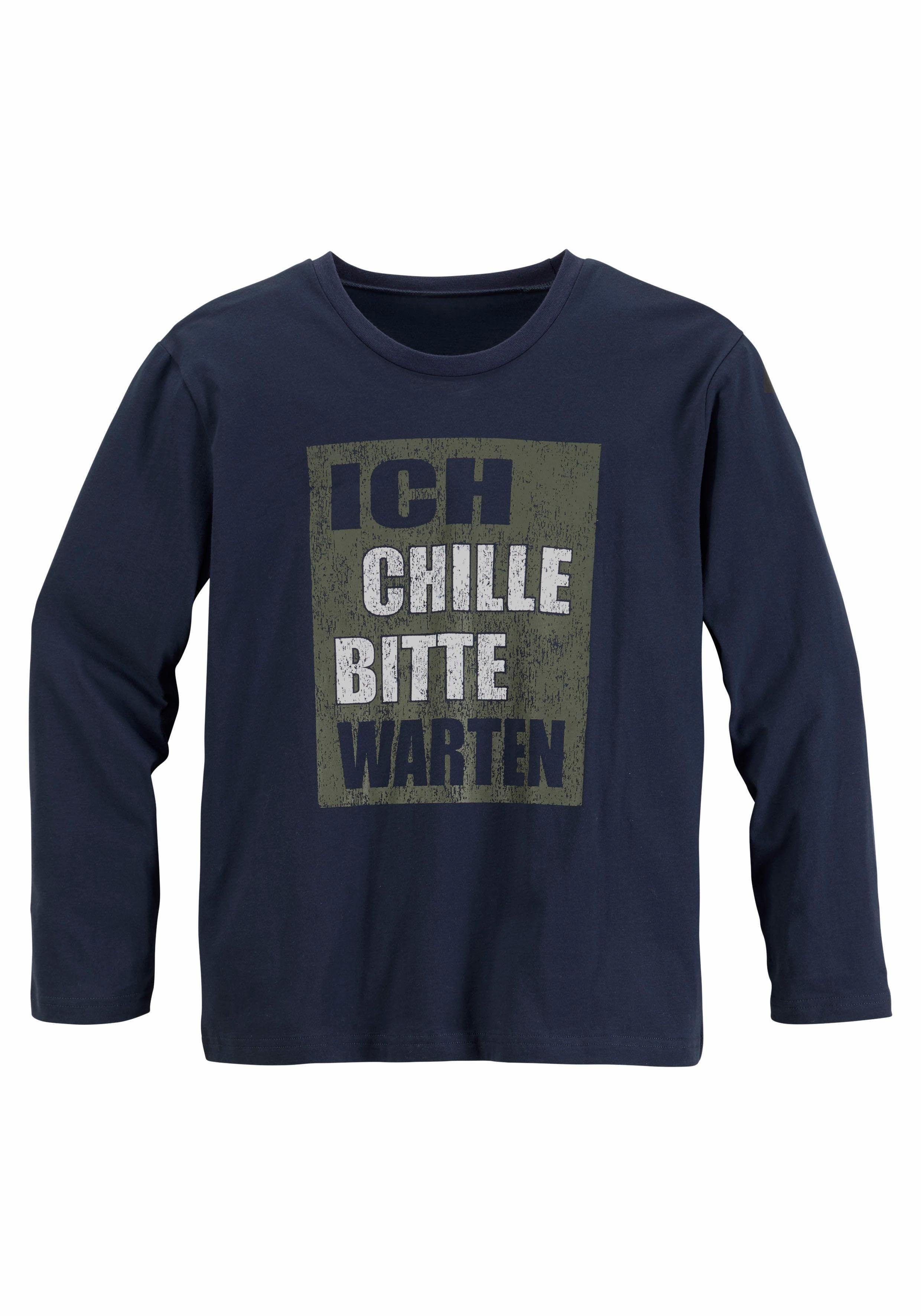 AUTHENTIC LE JOGGER Pyjama (2 tlg., 1 Set) Schlafanzug mit Spruch "Ich chille bitte warten"