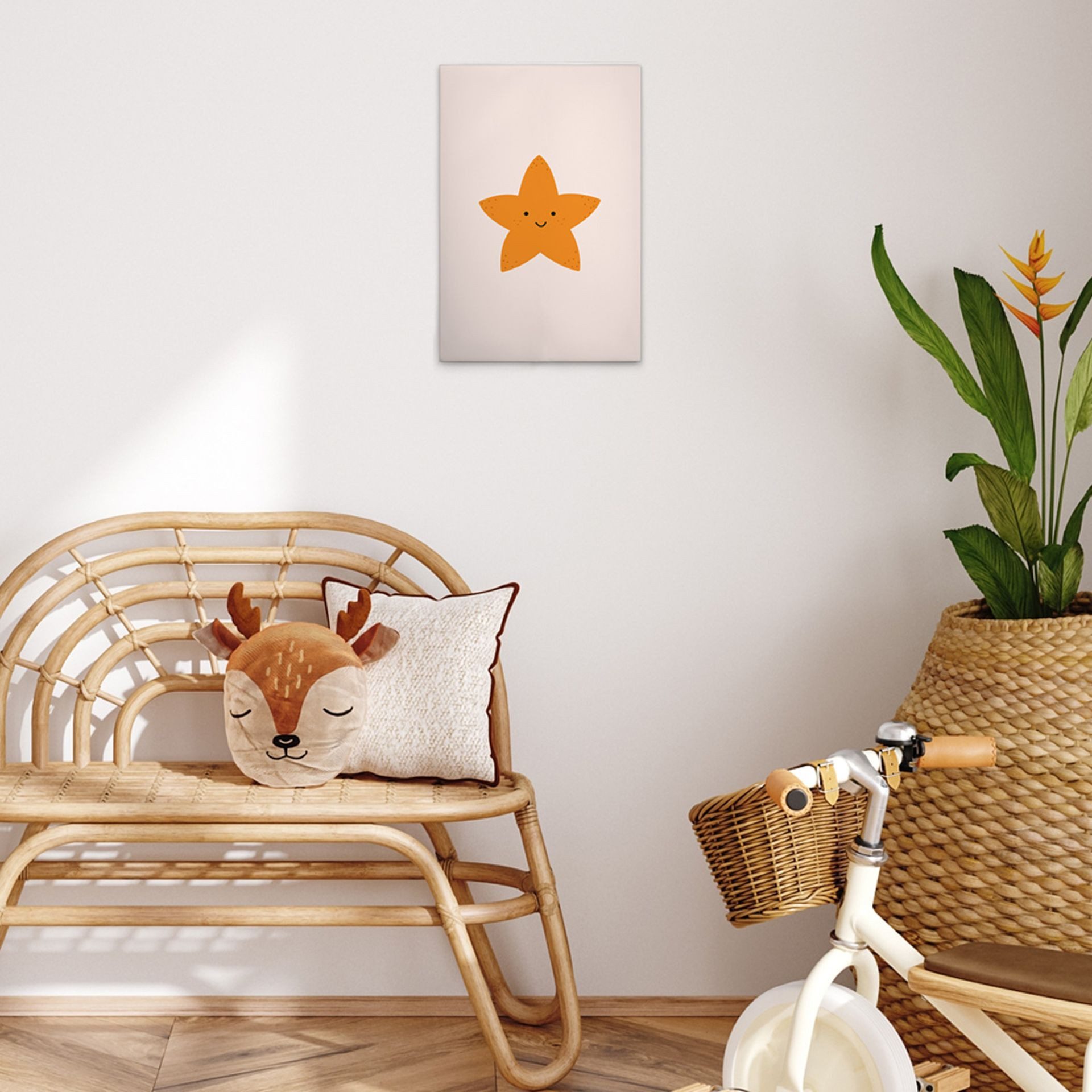 Tadessi Leinwandbild Stern Kinderzimmer Beige Gelb versch. Größen, Stern