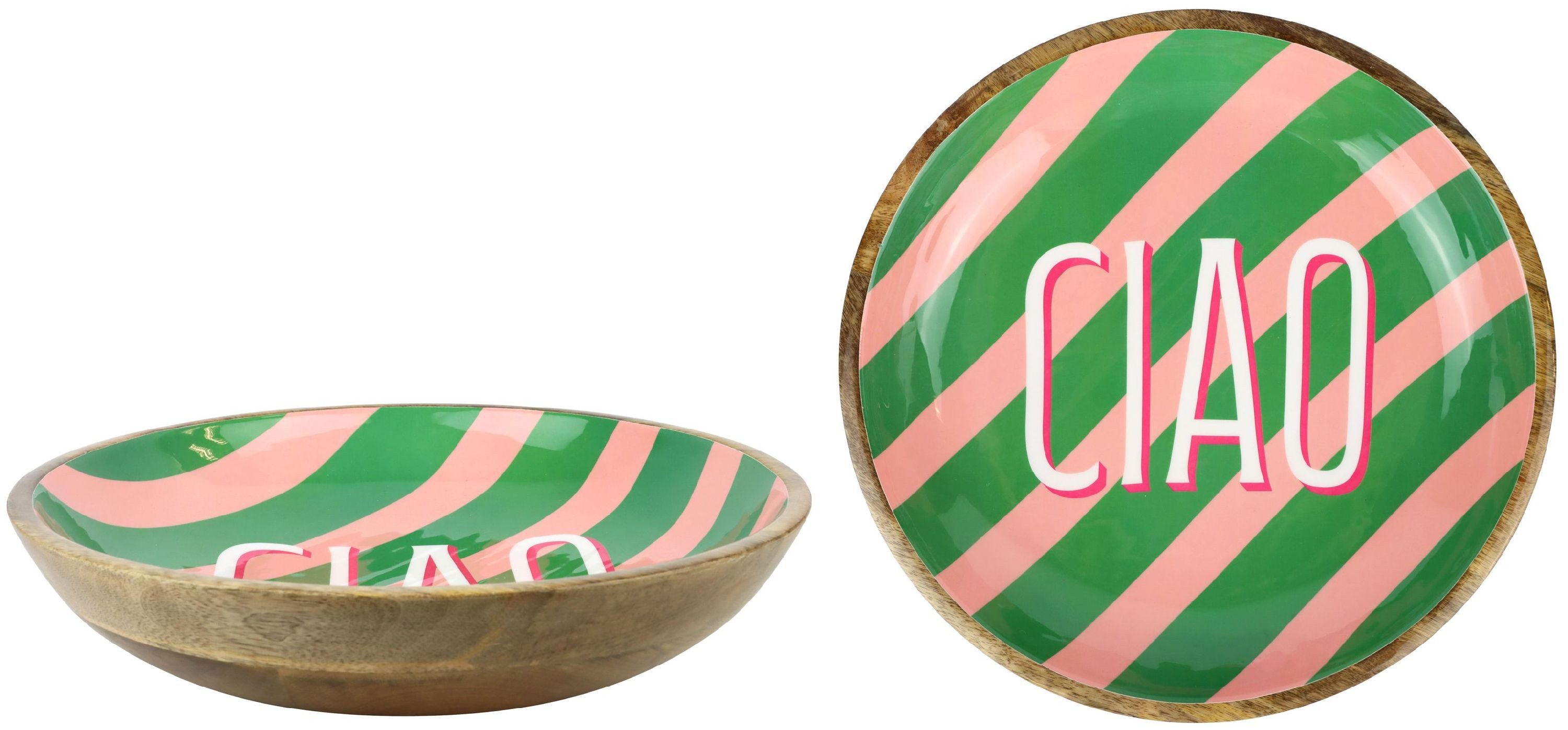 FURNARO Dekoschale Ciao (1 St., 1 Schale), aus Mangoholz, lackiertes Innenmotiv, handgefertigt