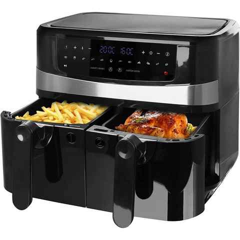 Emerio Heißluftfritteuse AF-126672 XXL Doppel Heißluft-Fritteuse, 9 Liter (2 x 4,5 L), Airfryer, 1750 W