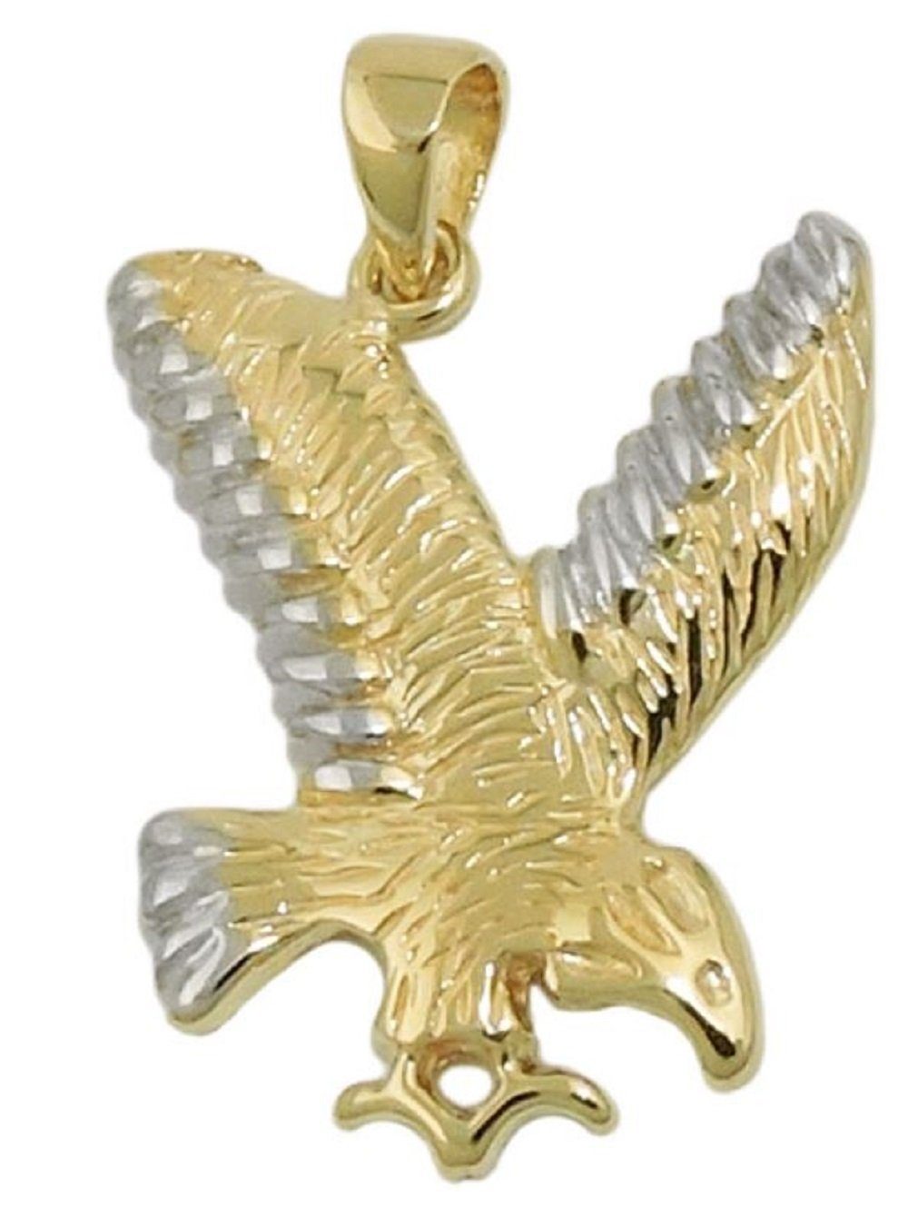 unbespielt Kettenanhänger Adler 16 rhodiniert Anhänger Damen x für 20 und Herren bicolor 375 Goldschmuck glänzend Gold mm