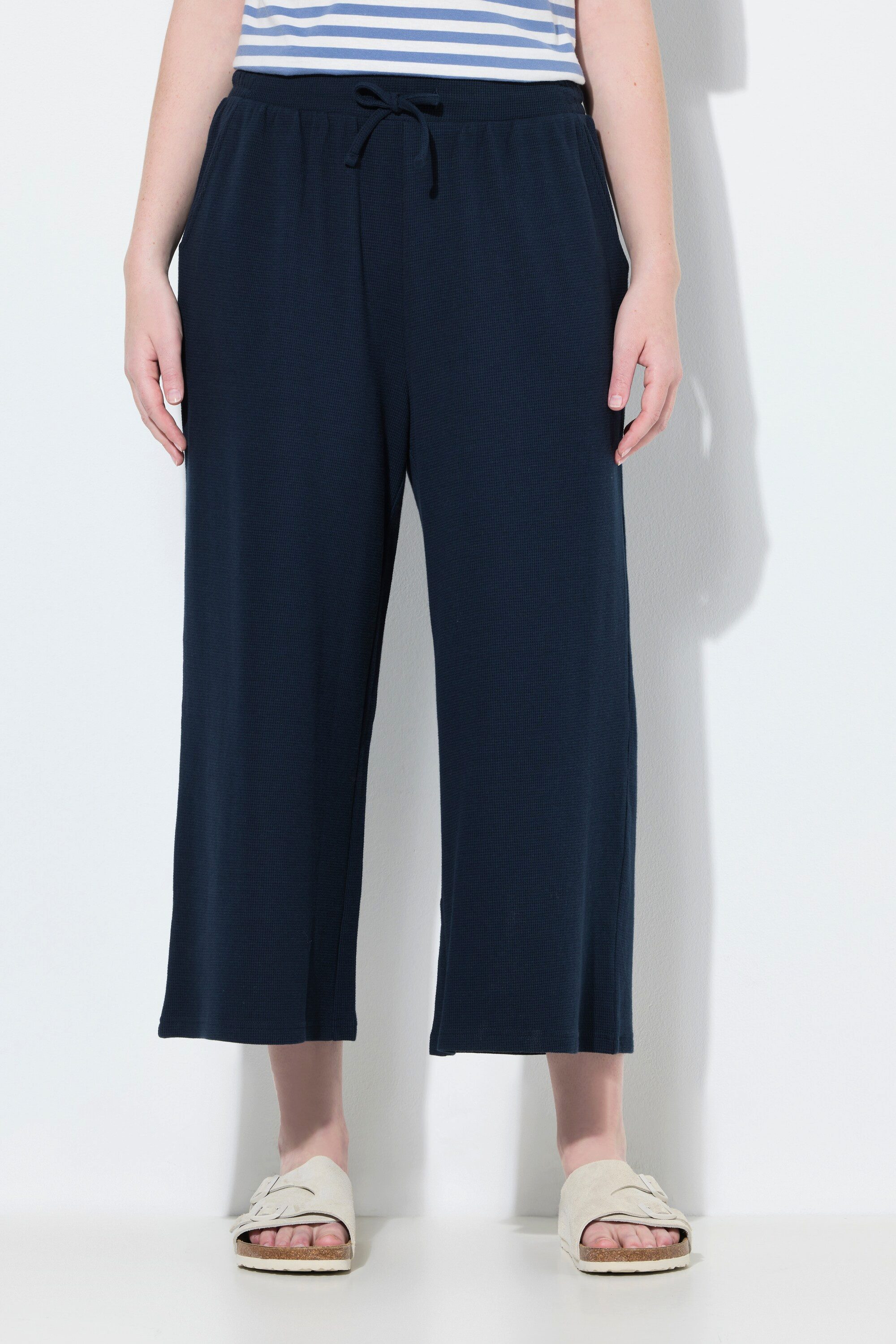 Ulla Popken Culotte Sweat-Culotte Waffelstruktur weites günstig online kaufen
