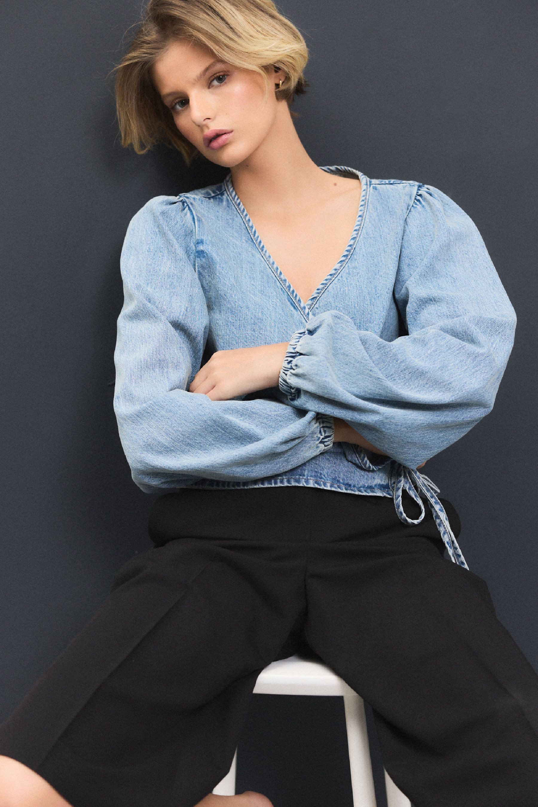 Next Jeanshemd Wickelbluse aus Jeansstoff (1-tlg)