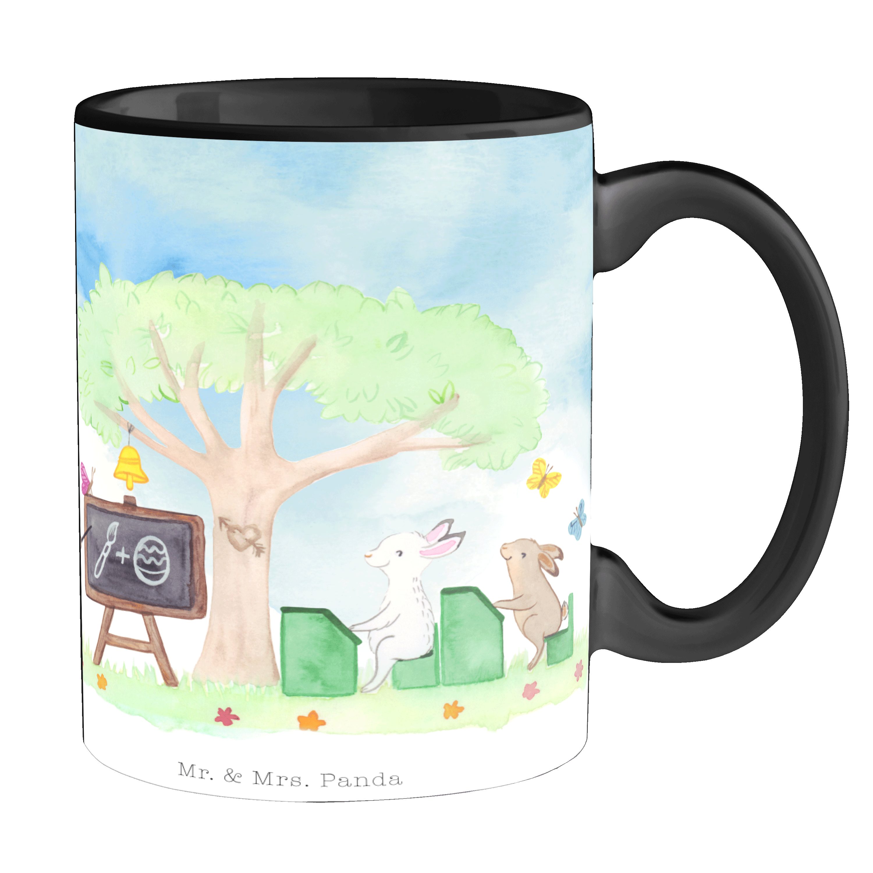 Panda Keramik Geschenk, Mr. Schwarz & - Ostergesche, Becher, - Tasse Mrs. Hasenschule Schwarz Geschenk Tasse,