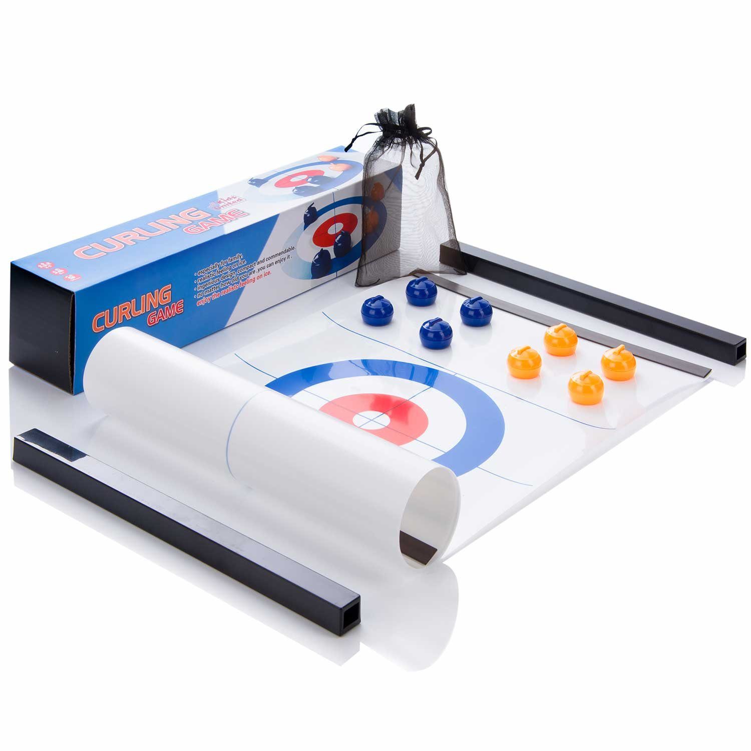 Goods+Gadgets Spieltisch Spieltisch Curling – Mini Curling Spiel Set für Kinder & Familie, (Brettspiel), Eisstockschießen