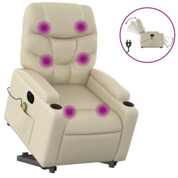 vidaXL Sessel Massagesessel mit Aufstehhilfe Elektrisch Creme Kunstleder (1-St)
