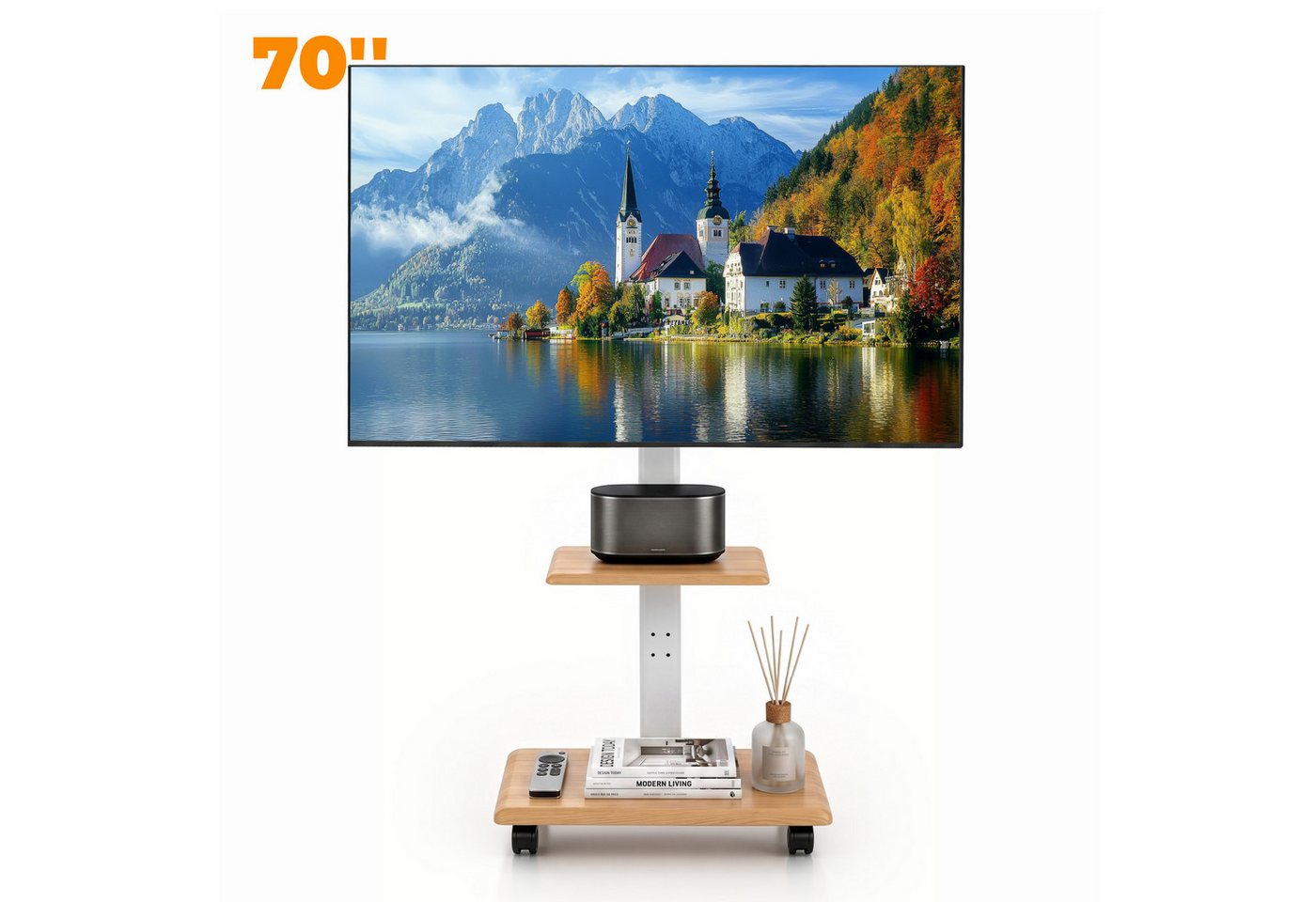 LALAHO TV-Standfuß TV Ständer mit Rollen für 42–75Zoll, max. VESA 450x400, (bis 75 Zoll)