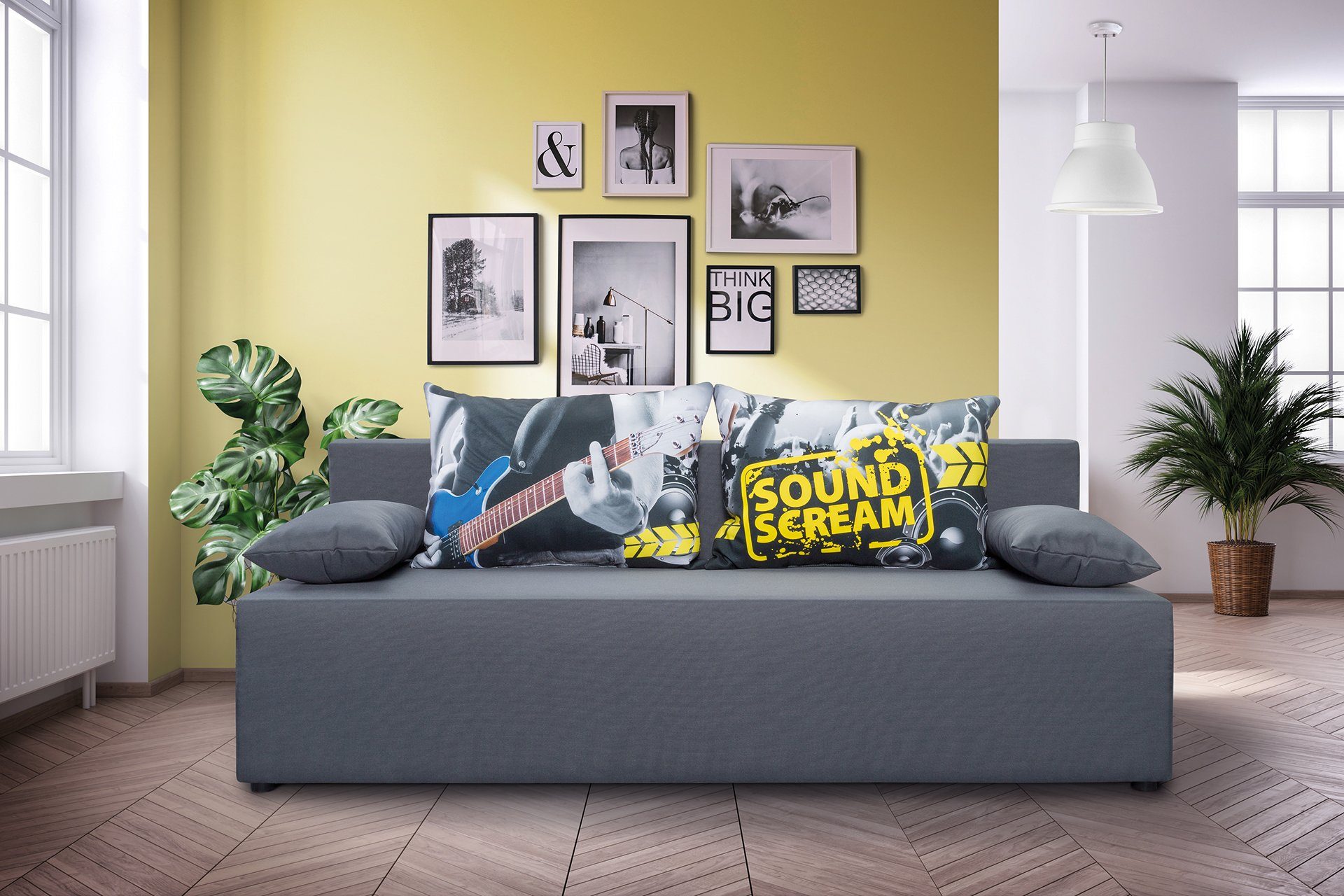 exxpo - sofa fashion 3-Sitzer Tabou Sound Scream Schlafsofa Breite 193cm, mit Schlaffunktion und Bettkasten, inkl. loser Zier- und Rückenkissen