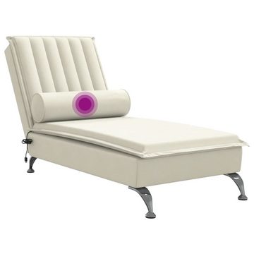 vidaXL Chaiselongue Massage-Chaiselongue mit Nackenrolle Creme Samt