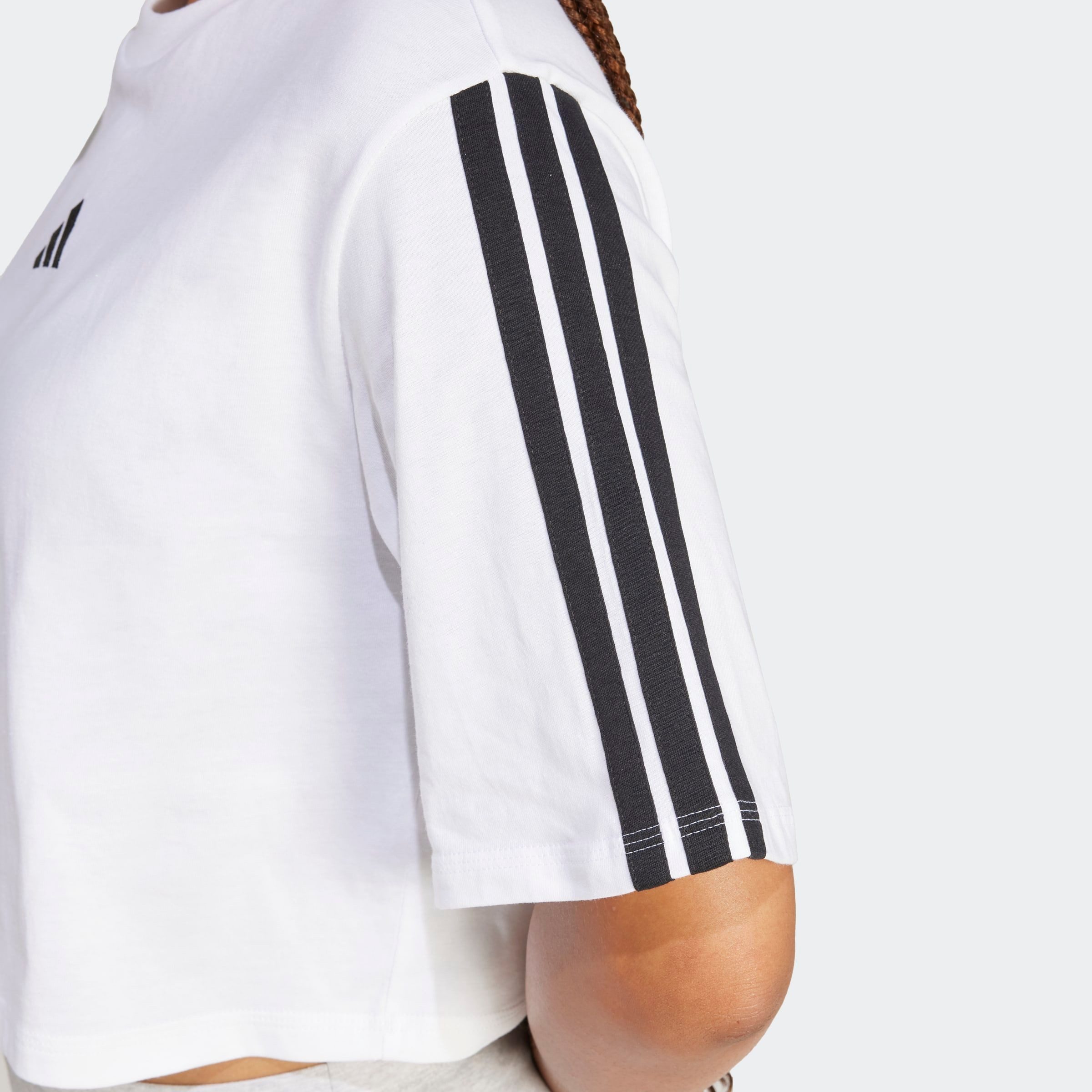 adidas Sportswear T-Shirt ESSENTIALS 3-STREIFEN COTTON LOOSE mit Rundhalsausschnitt, bauchfreie Schnittform, ohne Verschluss