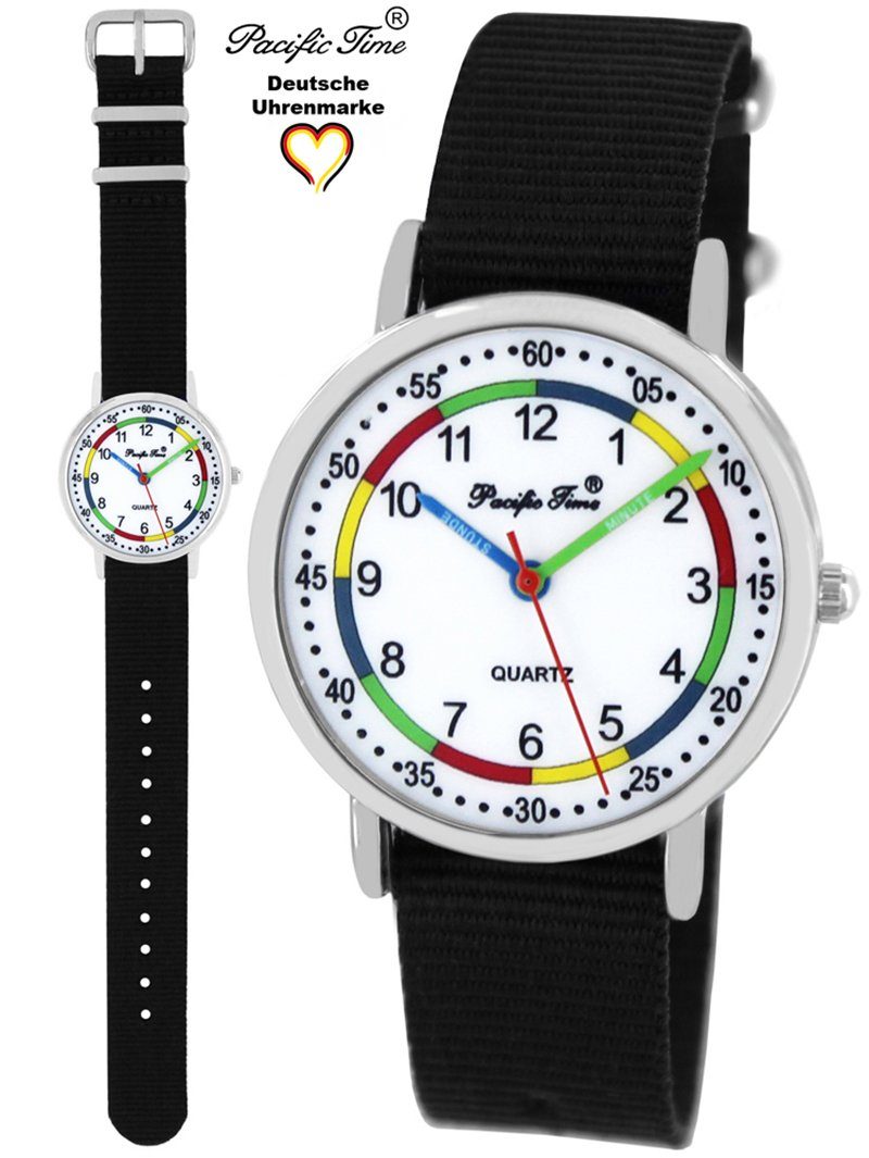 Pacific Time Quarzuhr Kinder Armbanduhr First Lernuhr Wechselarmband, Mix und Match Design - Gratis Versand schwarz
