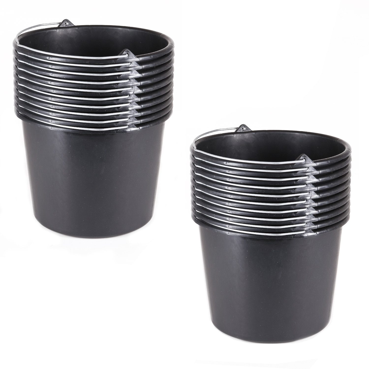 Home4Living Baueimer Eimer Mörteleimer 12L Futtereimer Schwarz Eimerset Putzeimer, (20-tlg), Mörteleimer, Futtereimer