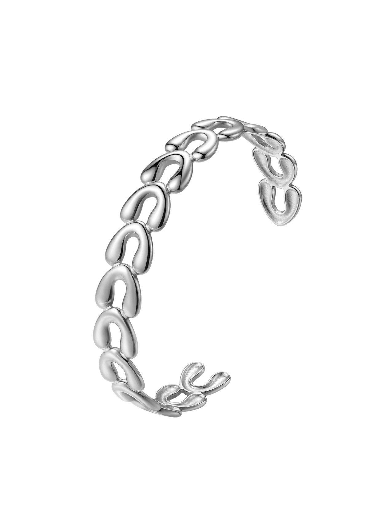 Hey Happiness Armspange Chunky Glieder, Cuff Armreif Offen, Statement Damen Armband Edelstahl, wasserfest