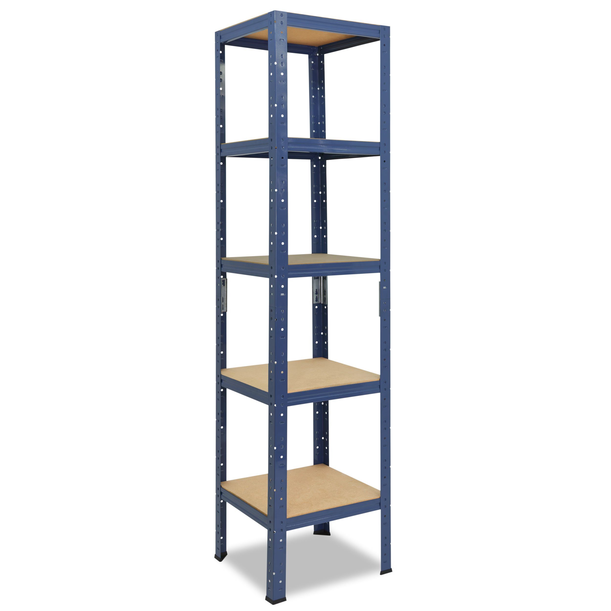 shelfplaza Schwerlastregal Metall 5 175kg oder Tragkraft Böden, als Werkstattregal Metallregal Lagerregal, Kellerregal, Steckregal blau, Garagenregal, HOME, mit 180x40x40cm mit