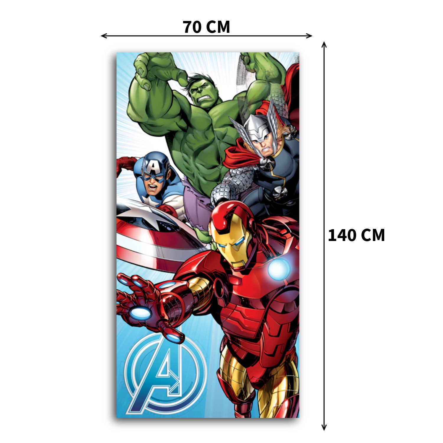 Jerry Fabrics Handtücher Marvel Avengers Duschtuch Badetuch Strandtuch 70x140cm 100% Baumwolle, (1 Duschtuch, 1-St), Langlebig