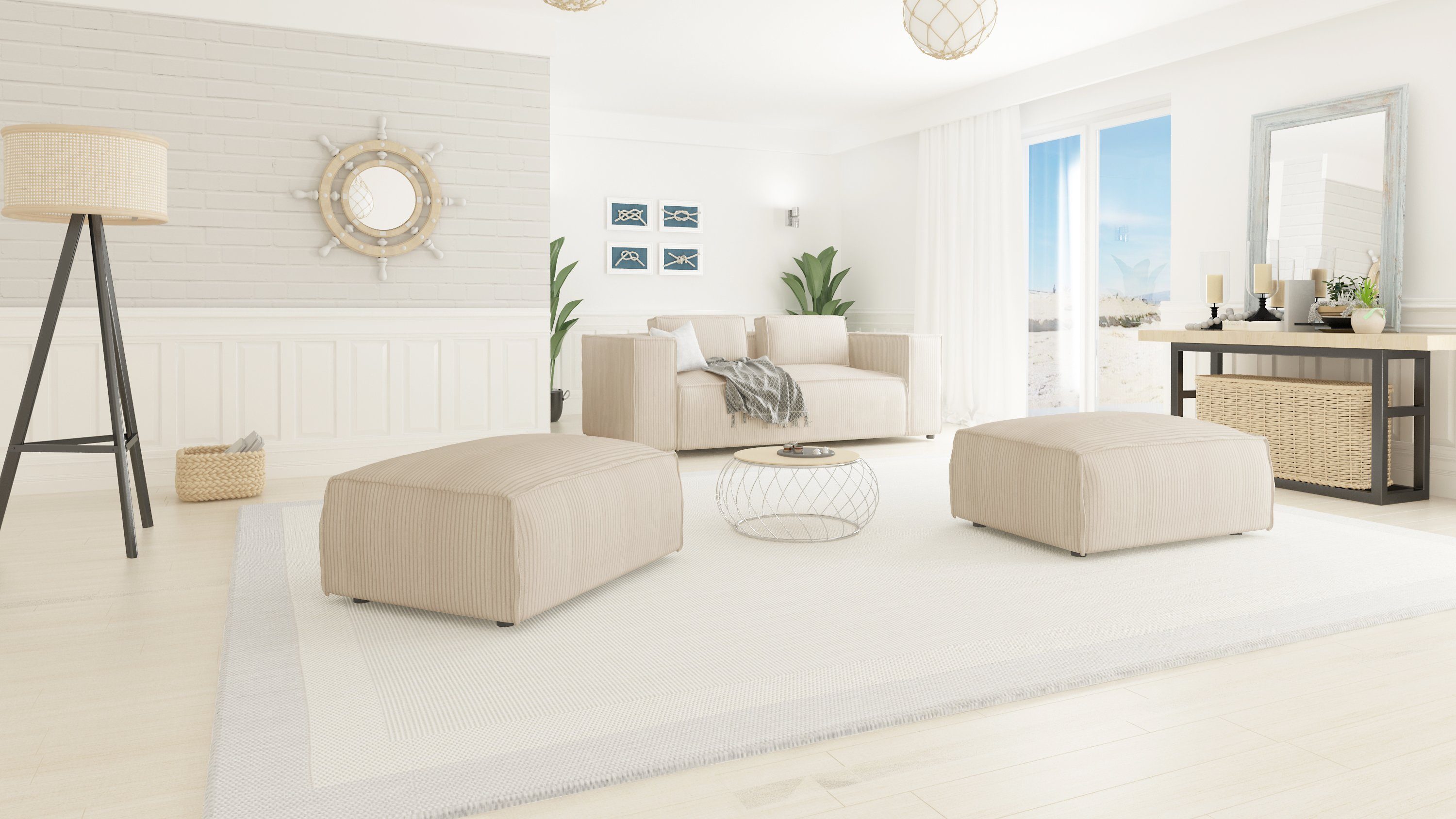 S-Style Möbel Polsterhocker Renne aus Cord mit weichem Sitz (1 St), mit Wel günstig online kaufen