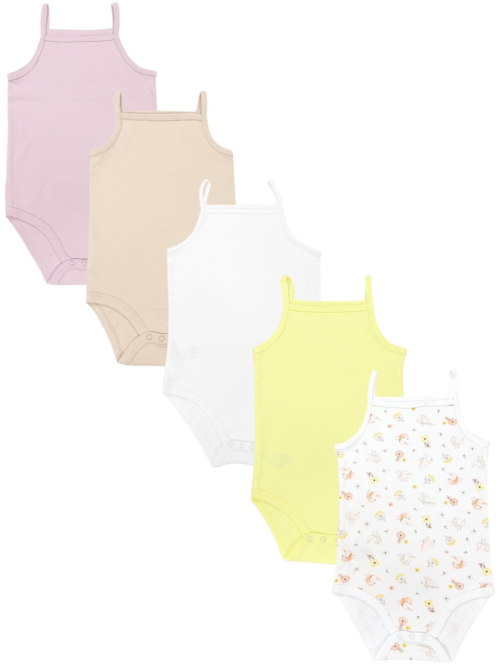 TupTam Body Baby Mädchen Body Ärmellos Sommer Babybody Spaghettiträger 5er Pack