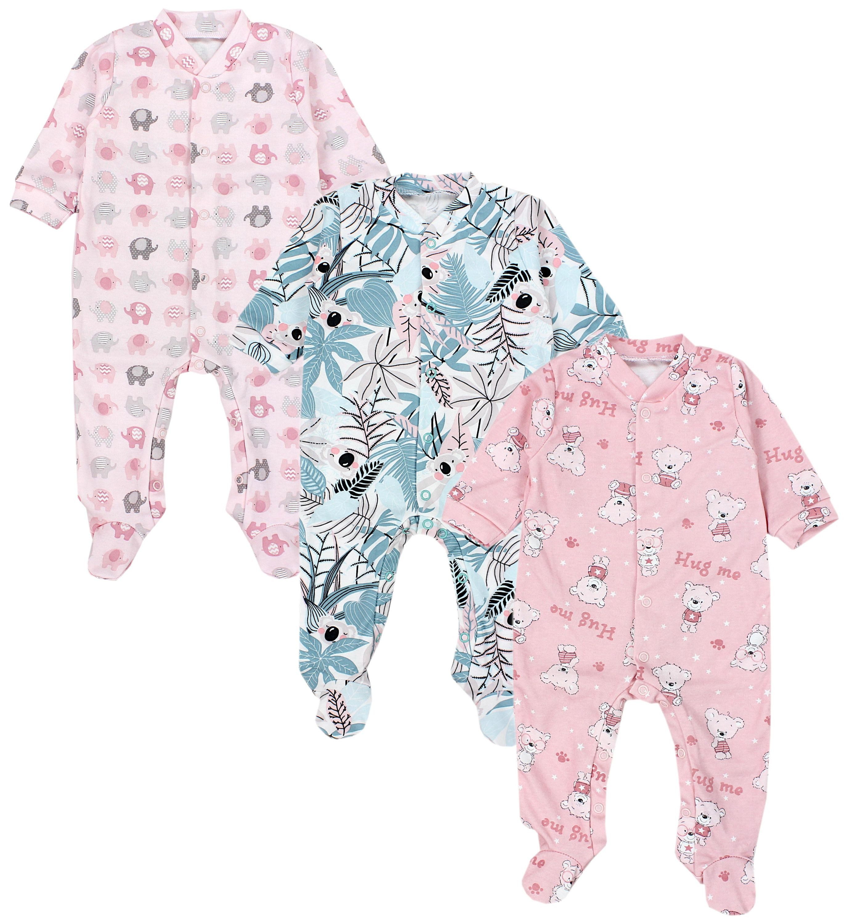 Schlafoverall TupTam Baby Mädchen Schlafstrampler mit Fuß 3er Pack