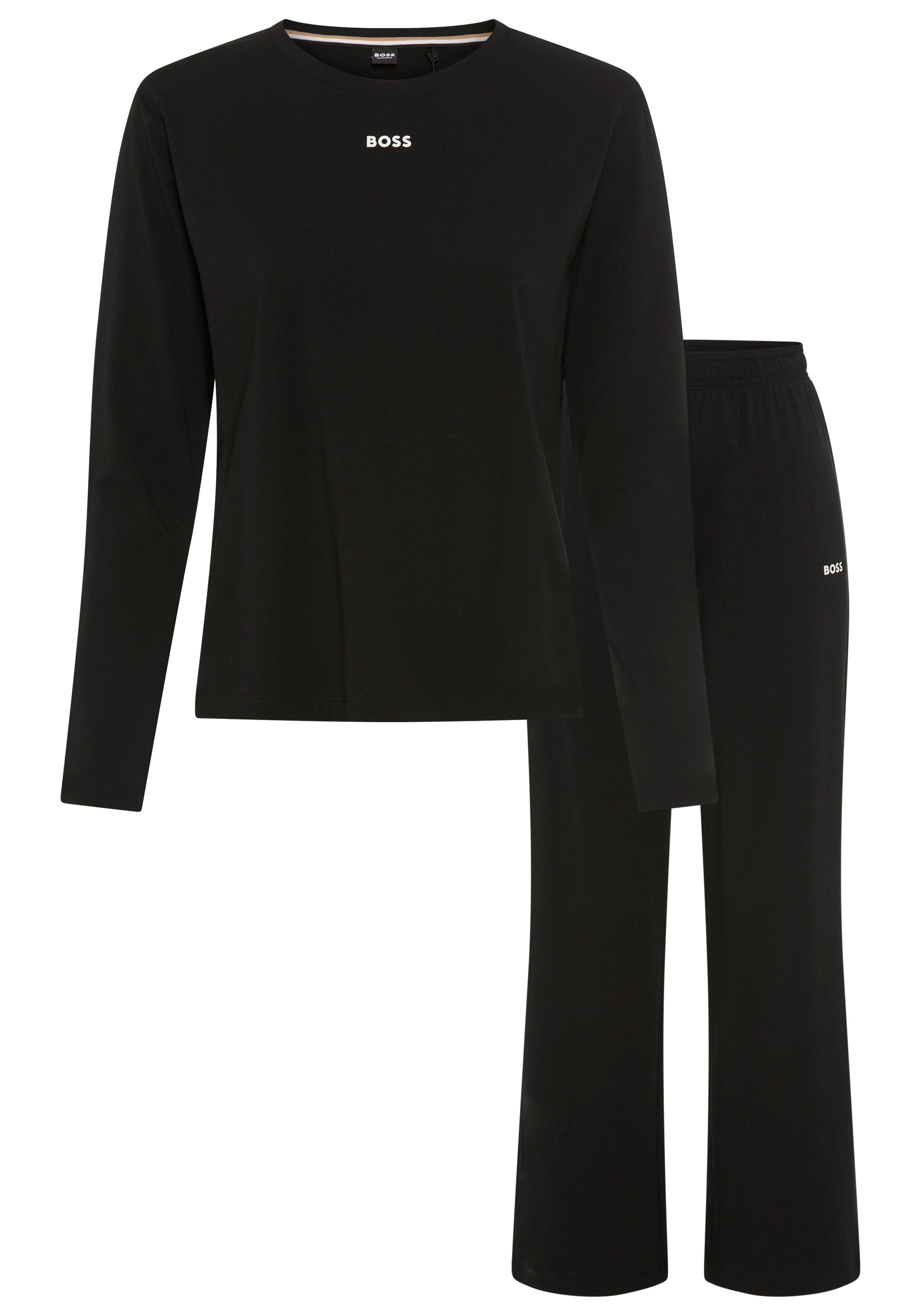 BOSS Schlafanzug (Set, 2 tlg) Rundhalsausschnitt, elastischer Bund, Logo-Sc günstig online kaufen