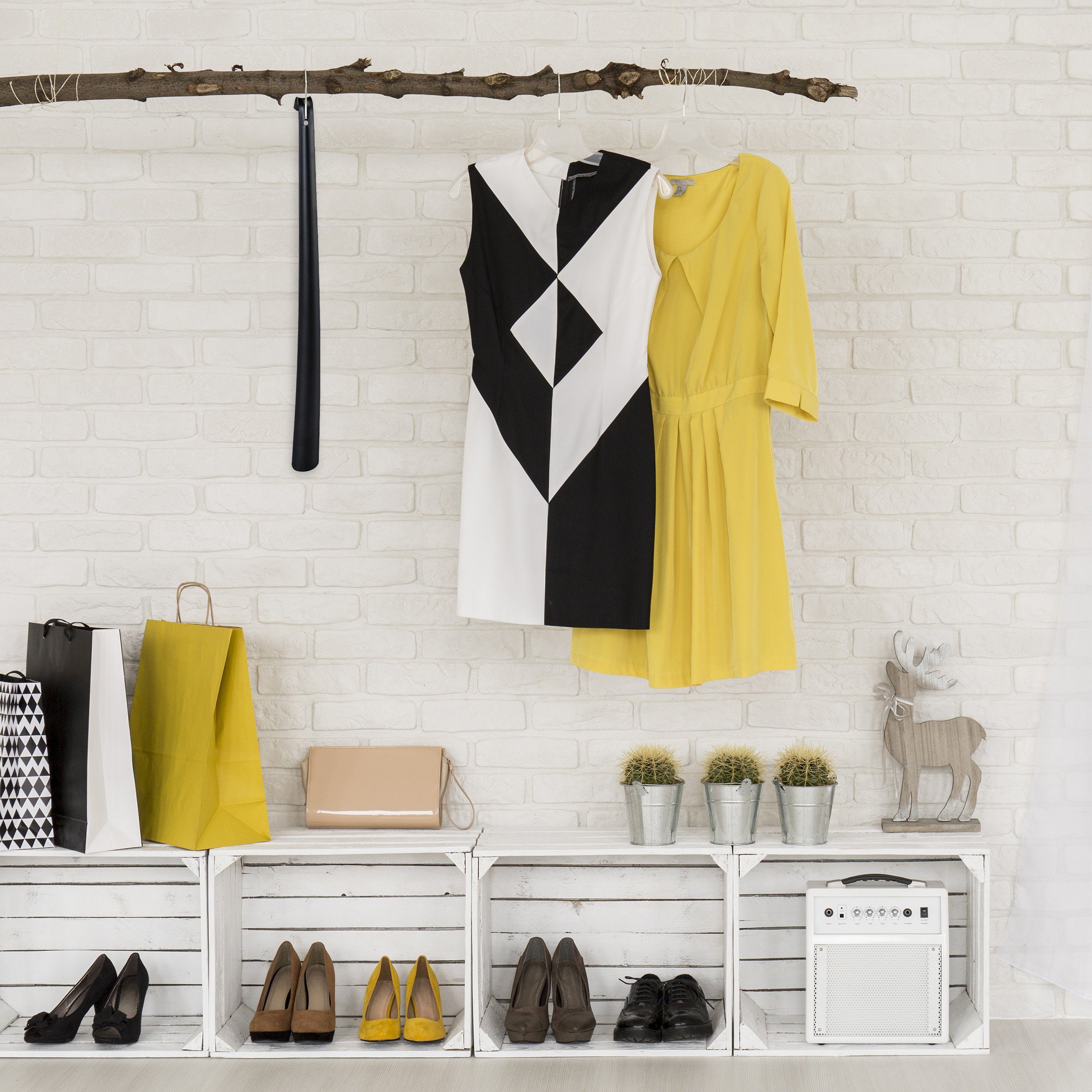 relaxdays Schuhlöffel Metall lang 2er Set, schwarz