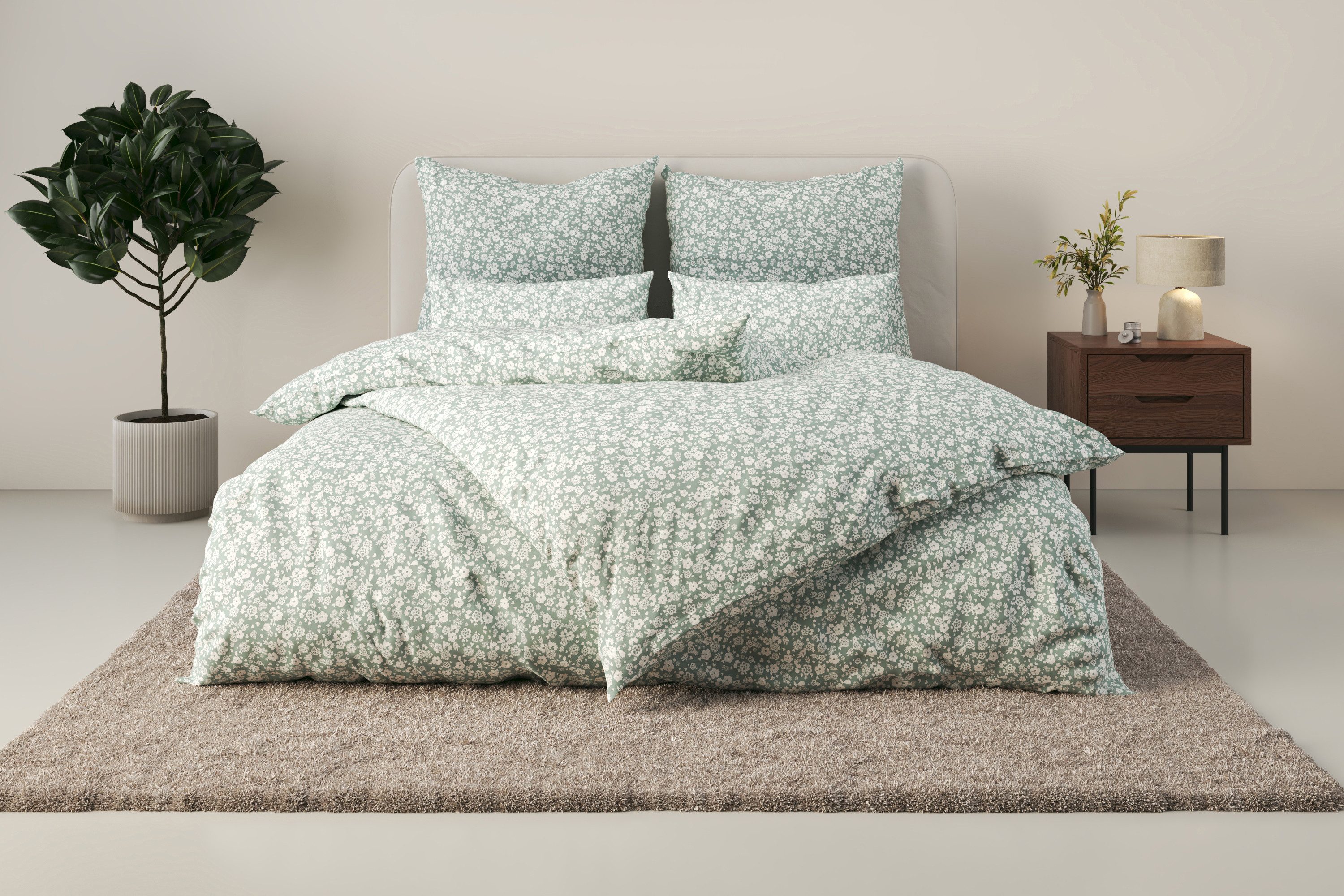 my home Bettwäsche Mariby, Renforcé, 2 teilig, mit feinem Blümchen Design, günstig online kaufen