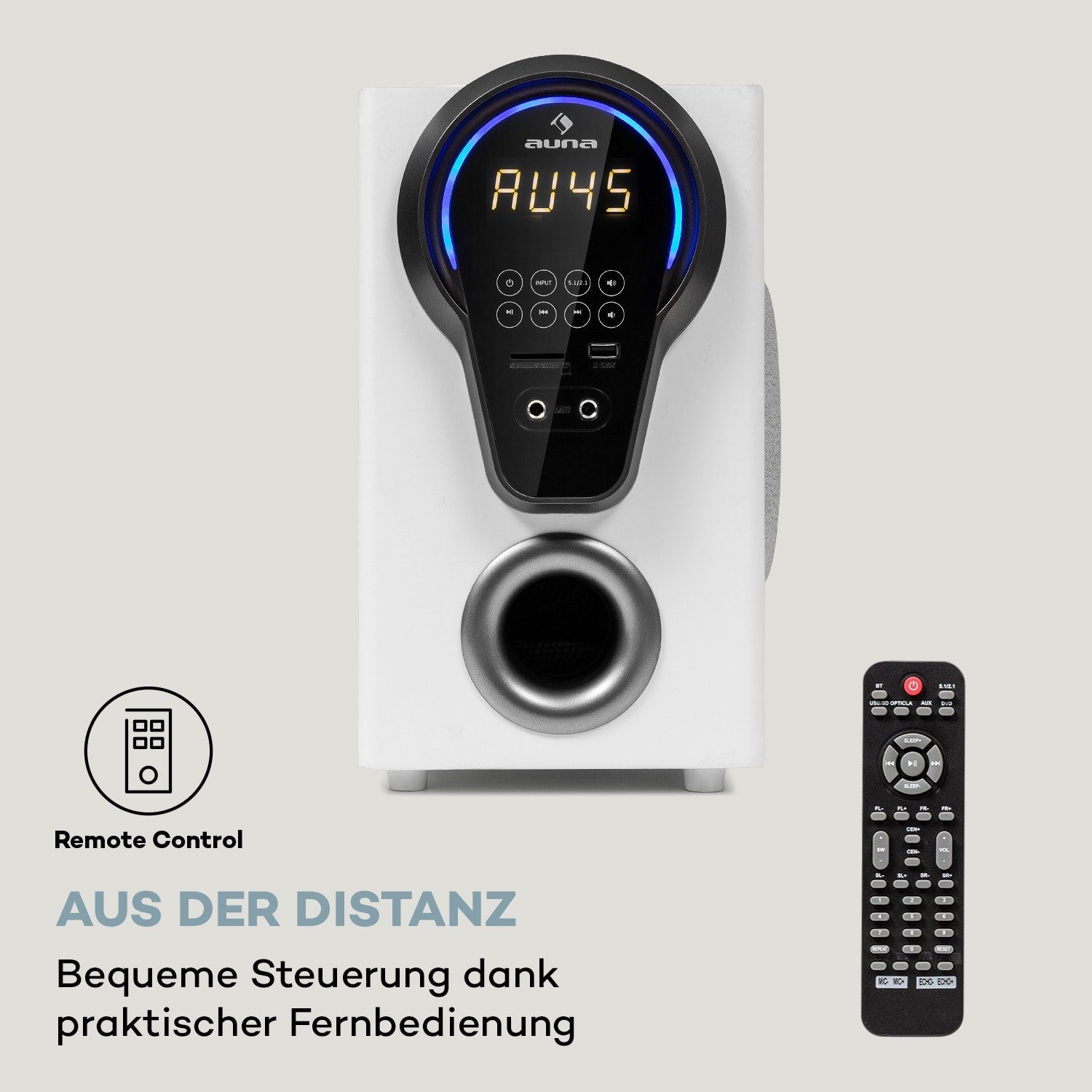 Auna Weiß 5.1-Surround-System System Lautsprecher DG 525 (Bluetooth) Areal 5.1