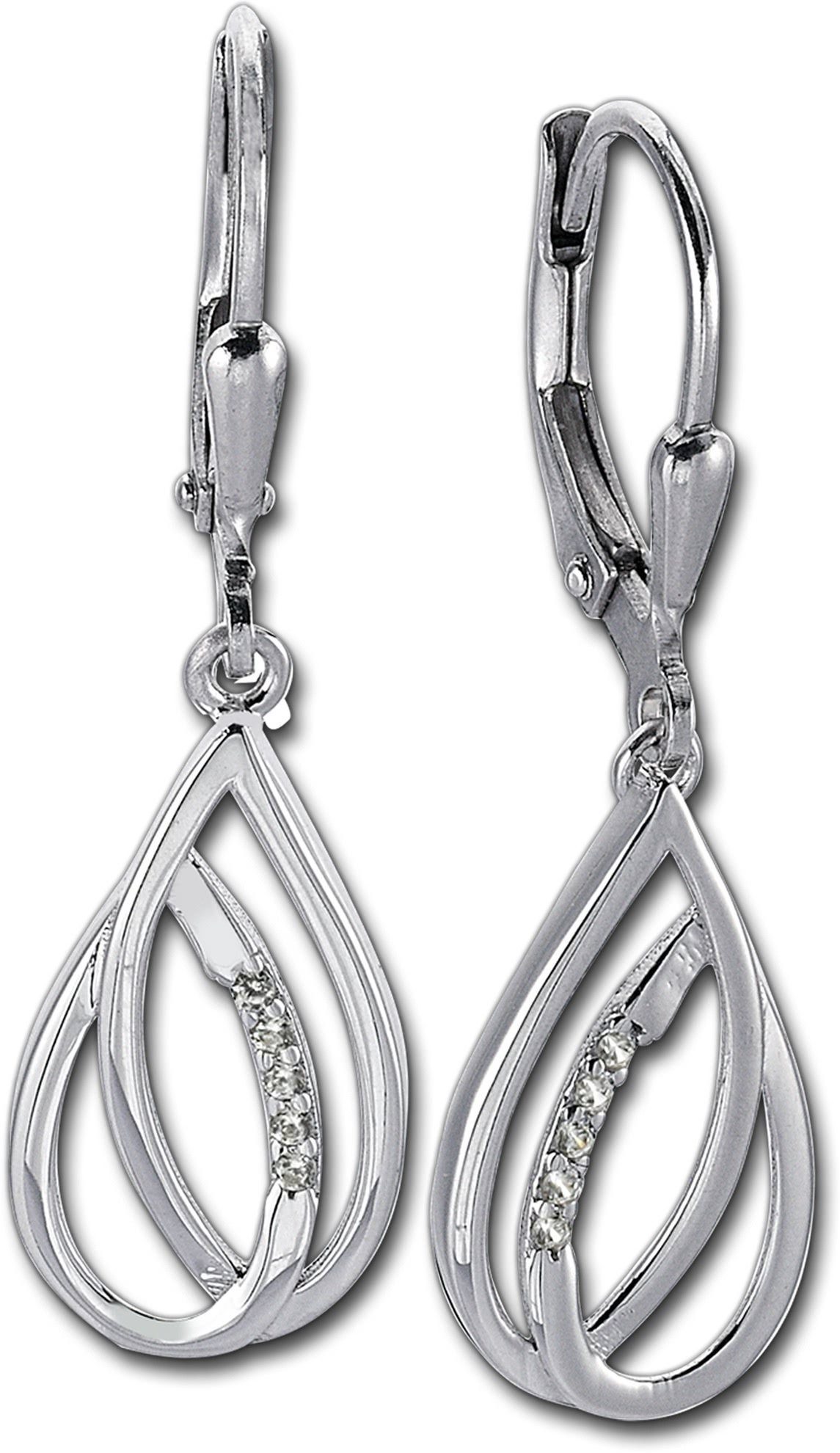 Balia Paar Ohrhänger Balia Damen Ohrringe poliert 925er (Ohrhänger), Damen Ohrhänger Doppelblatt aus 925 Sterling Silber, Länge ca. 3,5cm