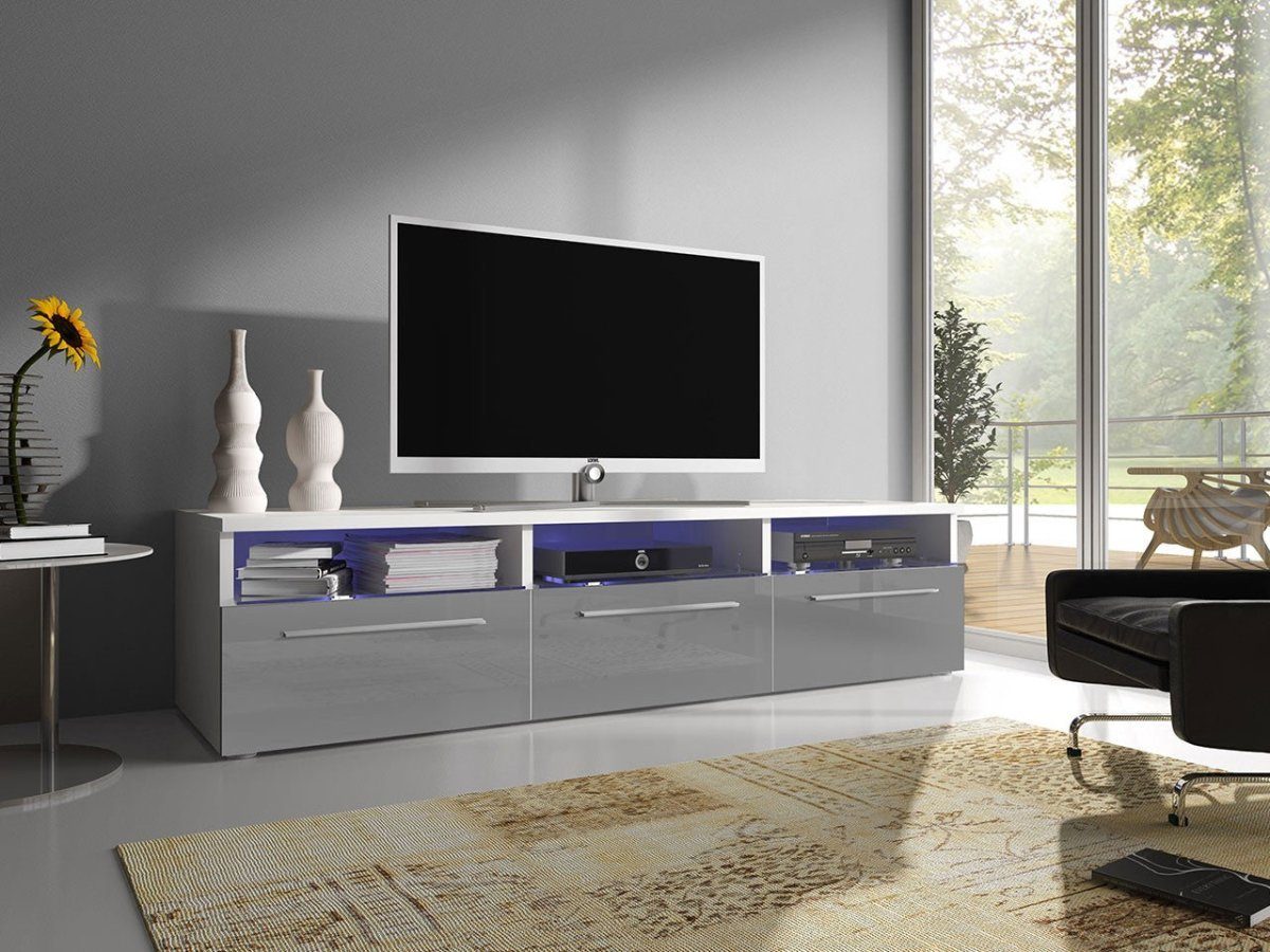 Baidani Lowboard Designer TV-Board Depose, mit LED und Stauraum in Hochglanz