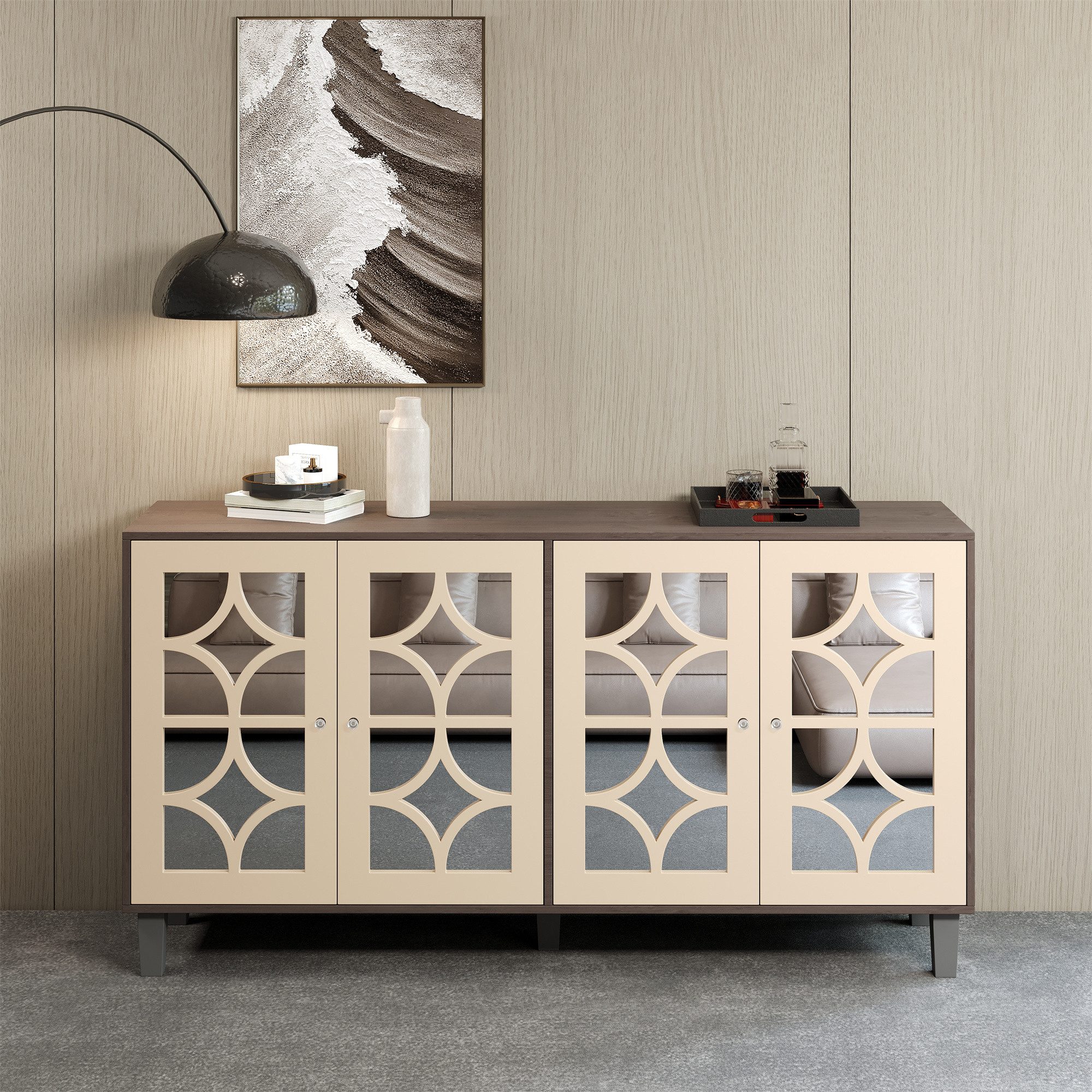 Merax Sideboard Spiegel Kommode mit 4 günstig online kaufen