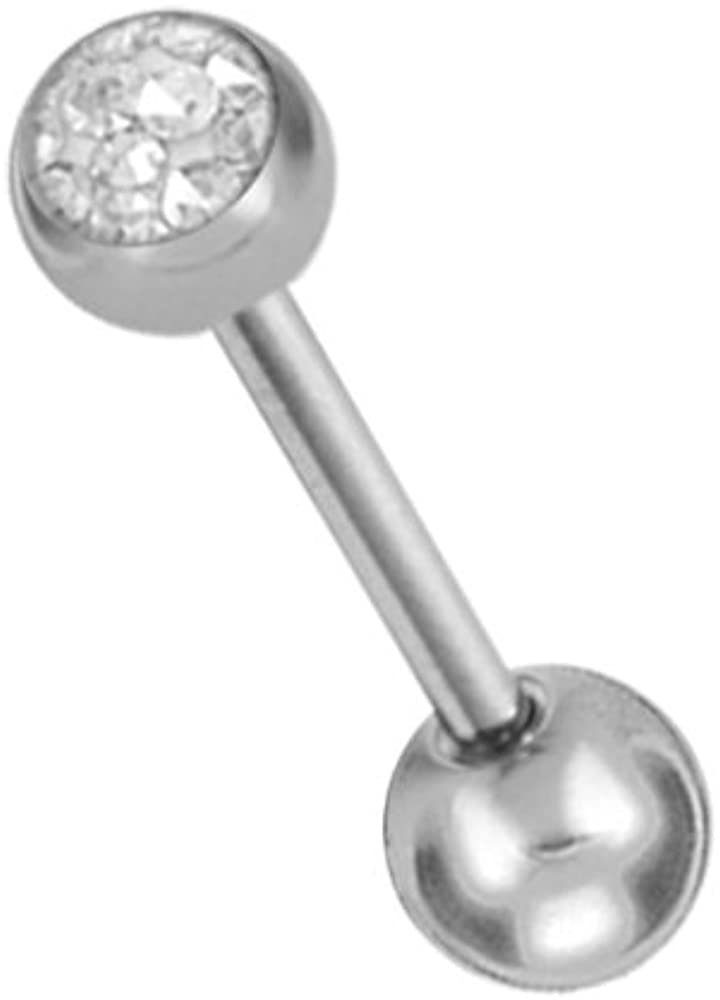 Karisma Brustwarzenpiercing Karisma Edelstahl 316L Zungenpiercing Hantel Piercing, Flache Halbkugel 5mm und Epoxydharz Schicht- Weiss - 16.0 Millimeter