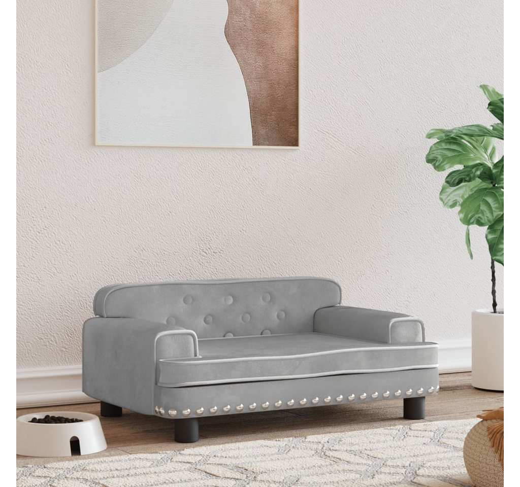 Thumbnail - vidaXL Tierbett, Hundebett Hellgrau 70x45x30 cm Samt