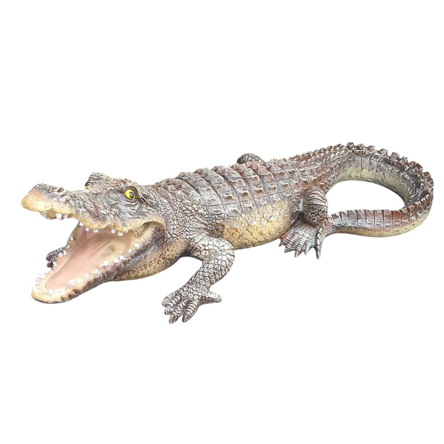 Aspinaworld Gartenfigur Krokodil Figur liegend 90 cm – für Rasenfläche oder Gartenweg