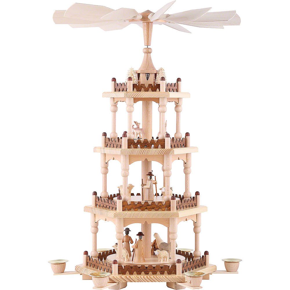Seiffener Kunsthandwerk Theo Lorenz Weihnachtspyramide 4-stöckige Pyramide Krippenszene (51cm) von Theo Lorenz Kunsthandwerk