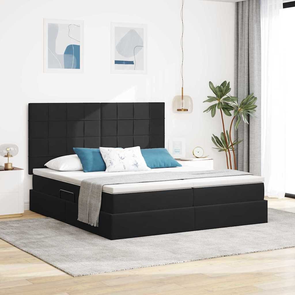 furnicato Stauraumbett Aufbewahrungsbett mit Matratze 180 x 200 cm Schwarz (1-tlg), Hydraulischer Lift-Mechanismus Boxspringbett mit viel Stauraum