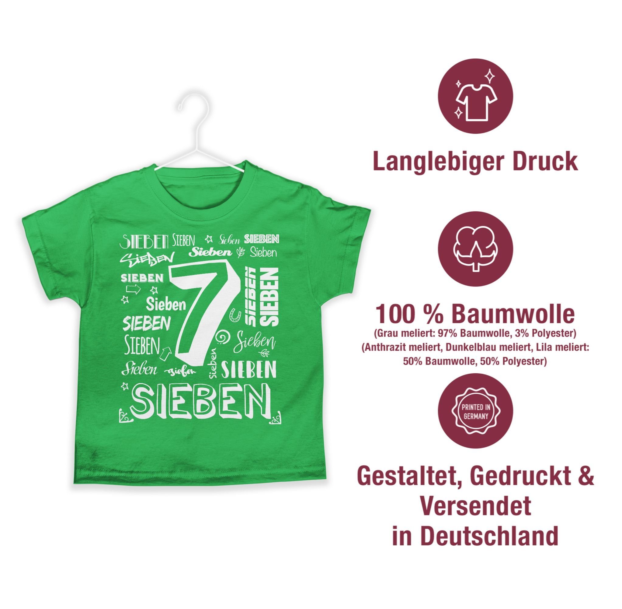 Shirtracer T-Shirt 7. Siebter Zahlen Geburtstag Grün 3