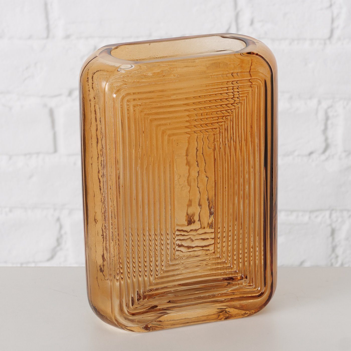 beige Dekovase Glas aus H20cm, BOLTZE Vase "Ohio" in