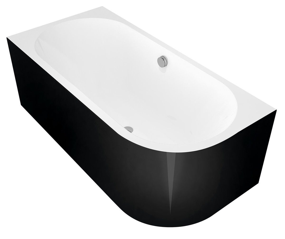 Polysan s.r.o. Eckwanne VIVA L MONOLITH asymmetrische Badewanne 180x75x60cm, weiß/schwarz, Polysan-72099MB