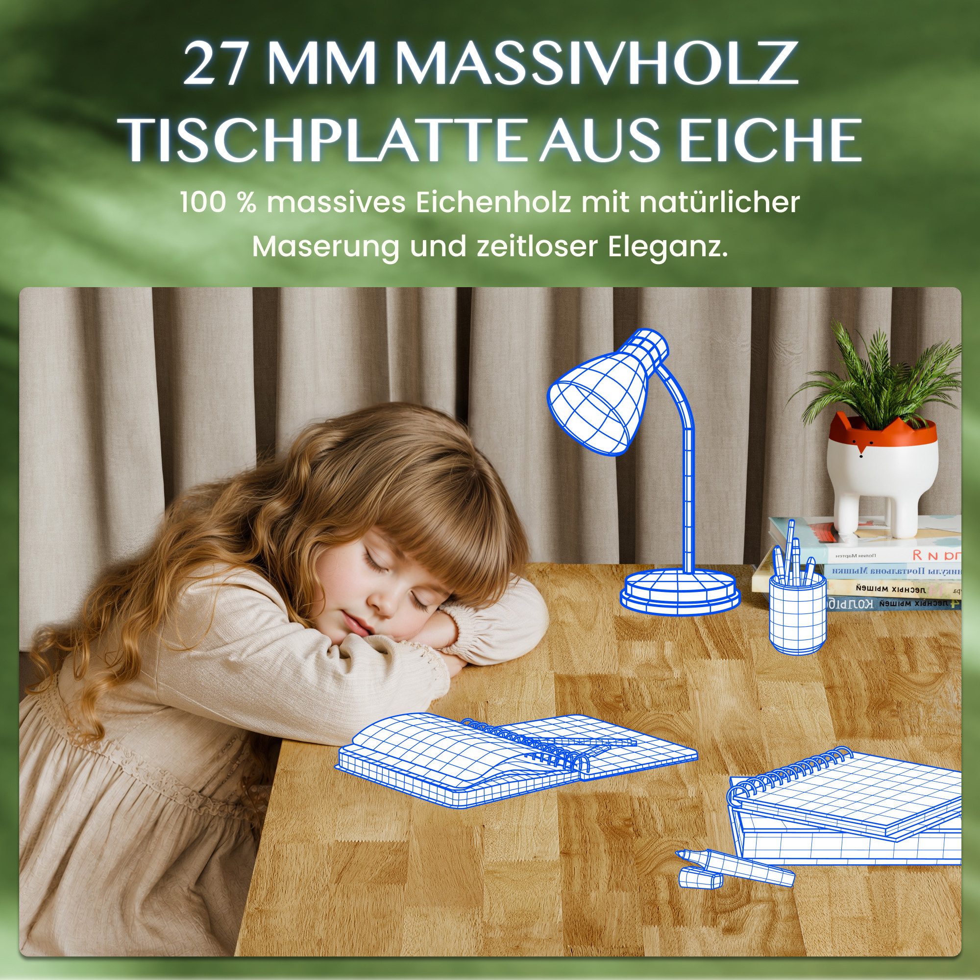 FLEXISPOT Schreibtisch E200 Elektrisch höhenverstellbarer Schreibtisch mit Dualmotor (2 Motore, 3-Fach-Teleskop, 4 Speicherplätze, mit 27 mm Massivholzplatte au – Bild 5 von 5