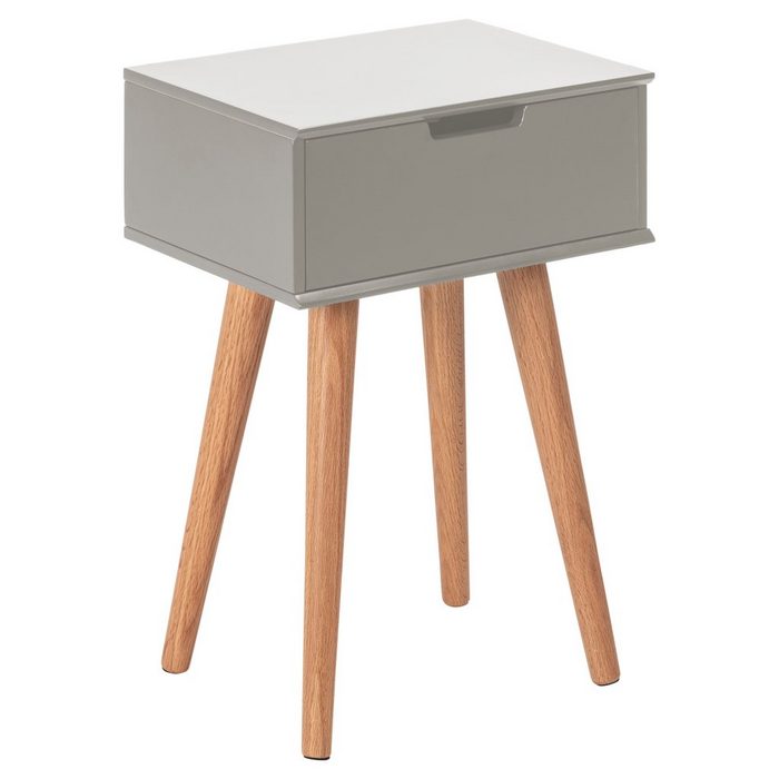 ebuy24 Nachttisch Mitra Nachttisch mit 1 Schublade Holzbeine grau.