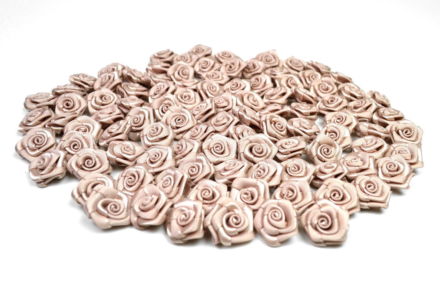 Creativery Streudeko, Satinrosen 15mm zum Basteln & Aufnähen 100 Stück