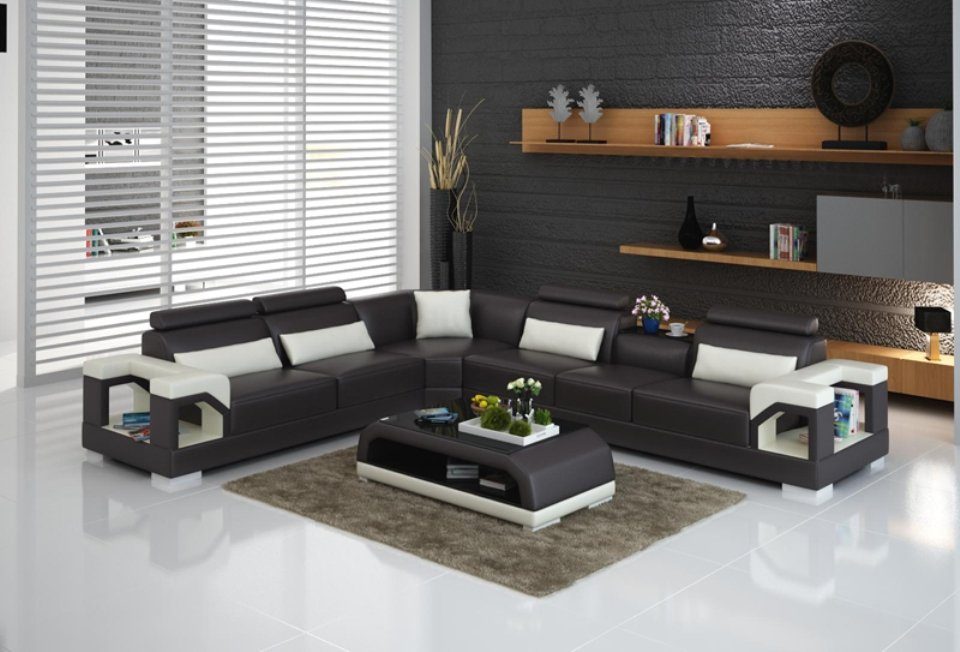 Ledersofa Ecksofa, Modern Couch Eck Ecksofa JVmoebel Sofa Design Wohnlandschaft