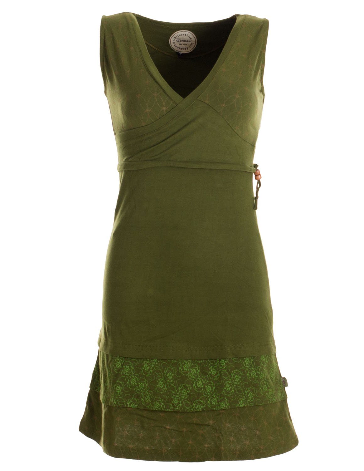 Vishes Sommerkleid Kurzes ärmelloses mini Sommerkleid bedruckt Tunika Elfen, Hippie, Goa, Ethno Style