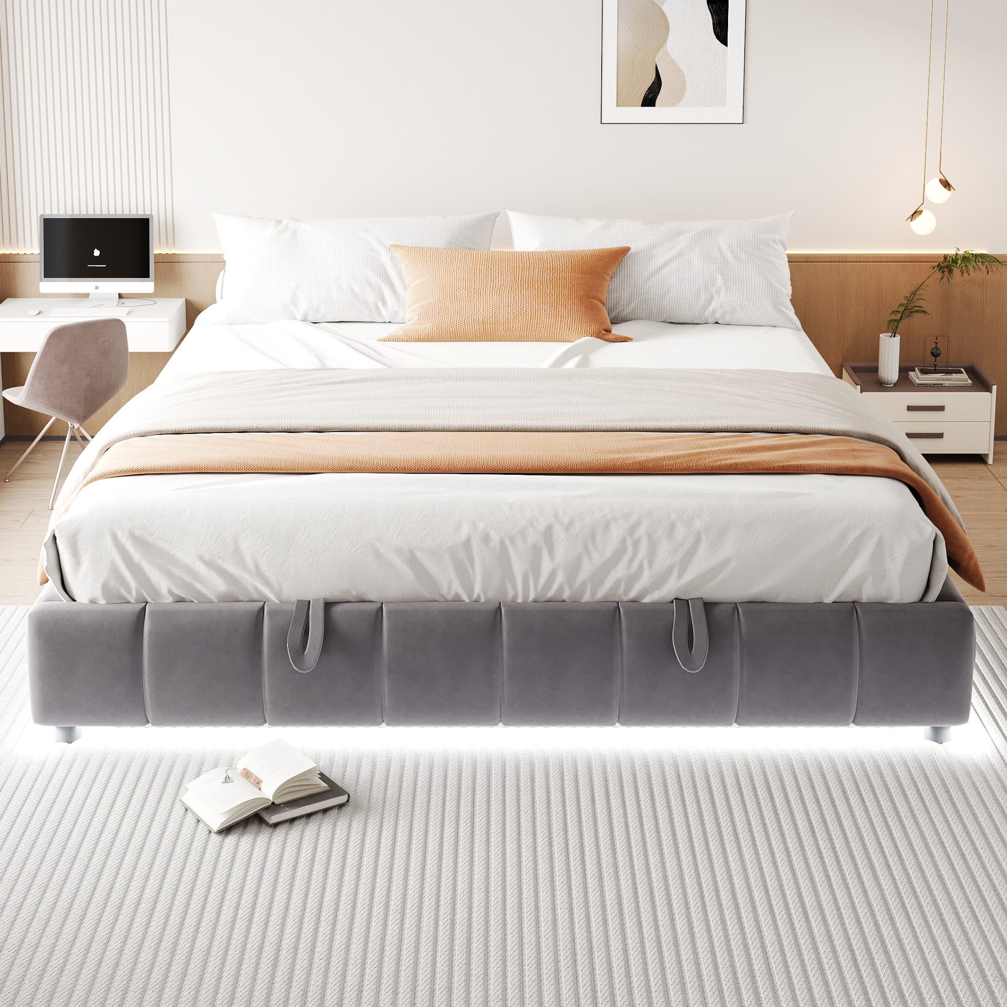 STILVORA Polsterbett 180x200 Doppelbett mit LED&Stauraum,Jugendbett günstig online kaufen